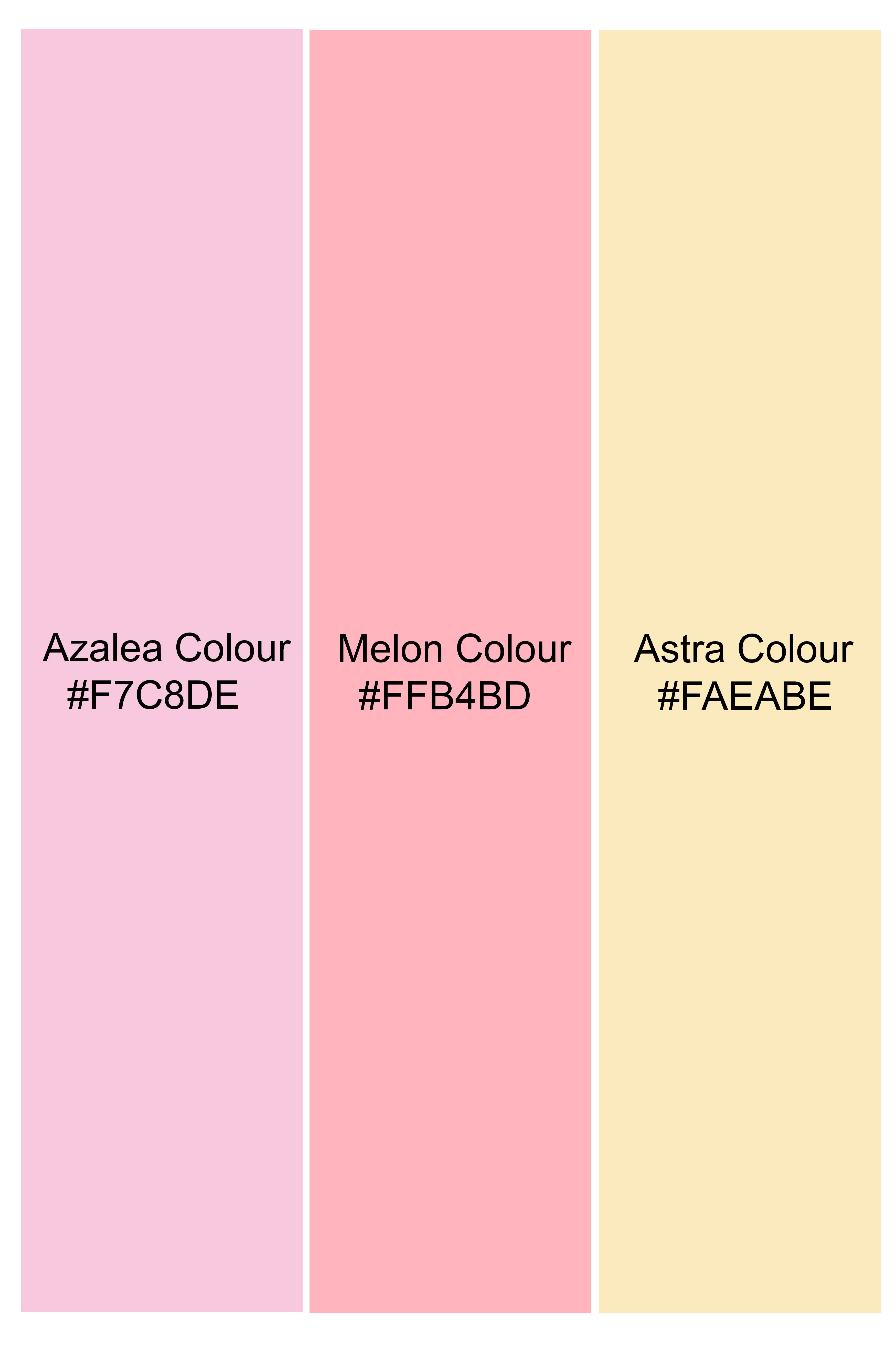 Azalea Pink And Astra Yellow MultiColour Designer Embroidered Peak Lapel Tuxedo Blazer