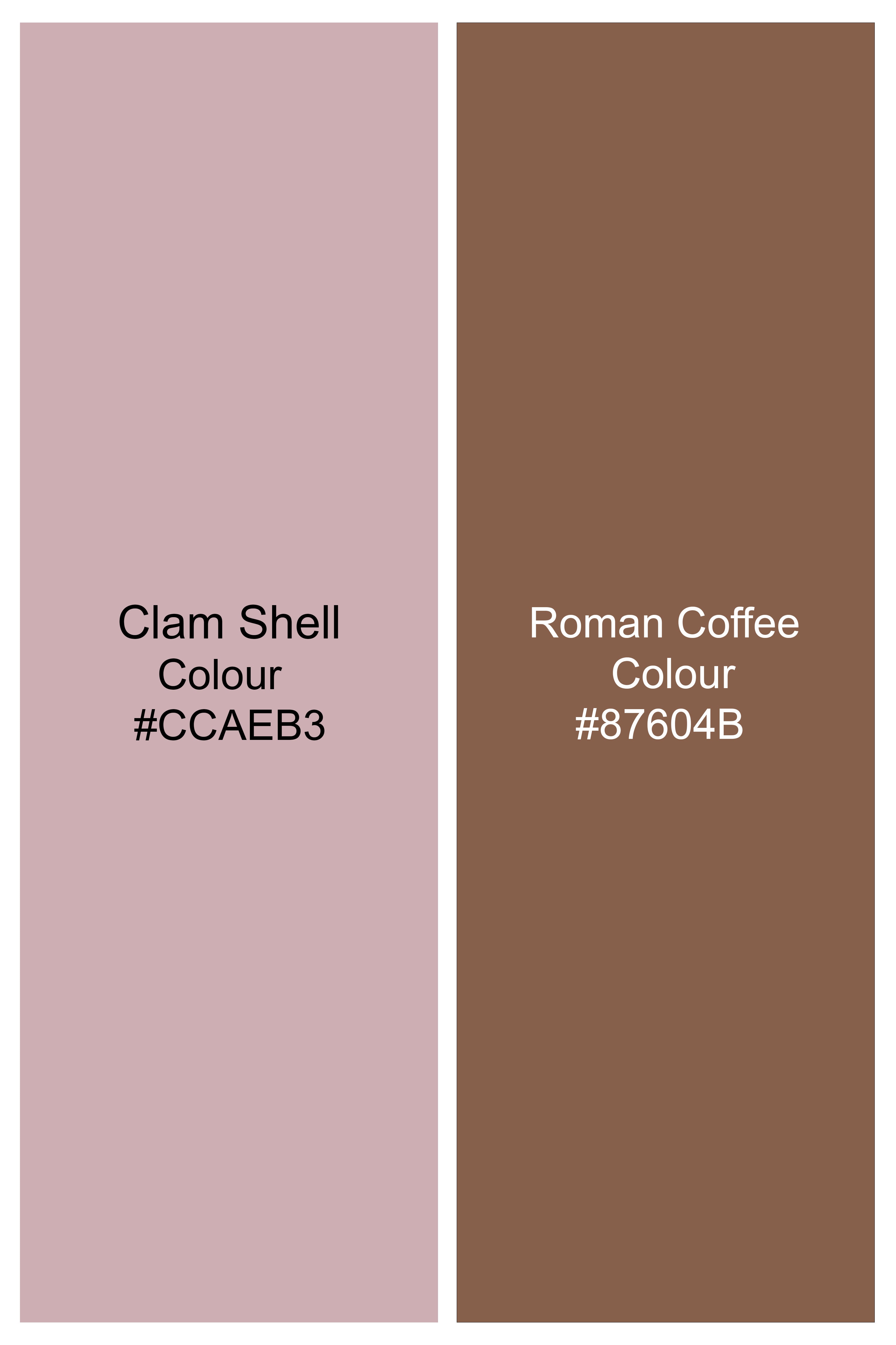 Clam Shell Pink and Roman Coffee Brown 3D Box Quilt Embroidered Peak Lapel Tuxedo Blazer