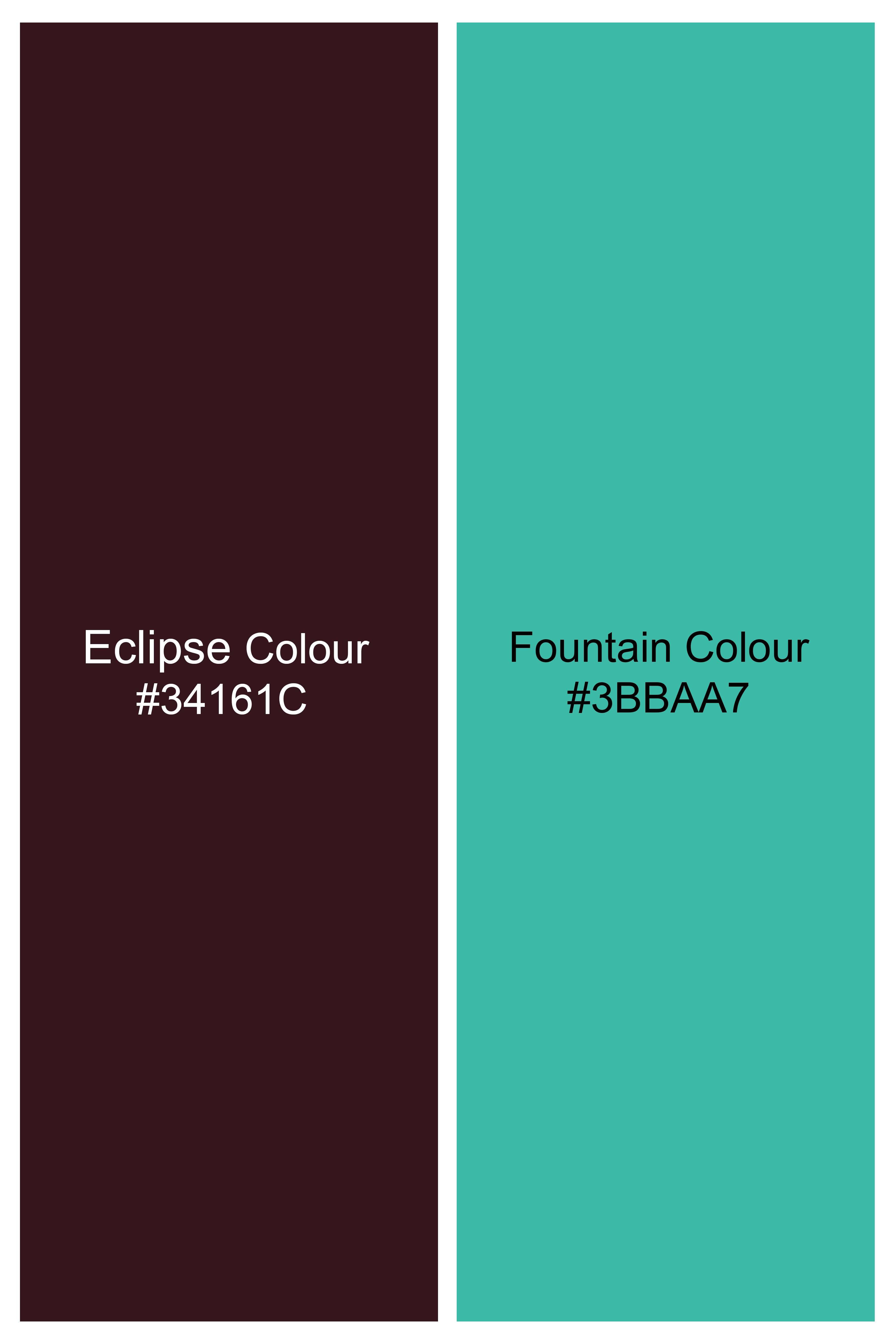 Ecilpse Maroon And Fountain Blue Velvet Printed Designer Bandhgala Jodhpuri