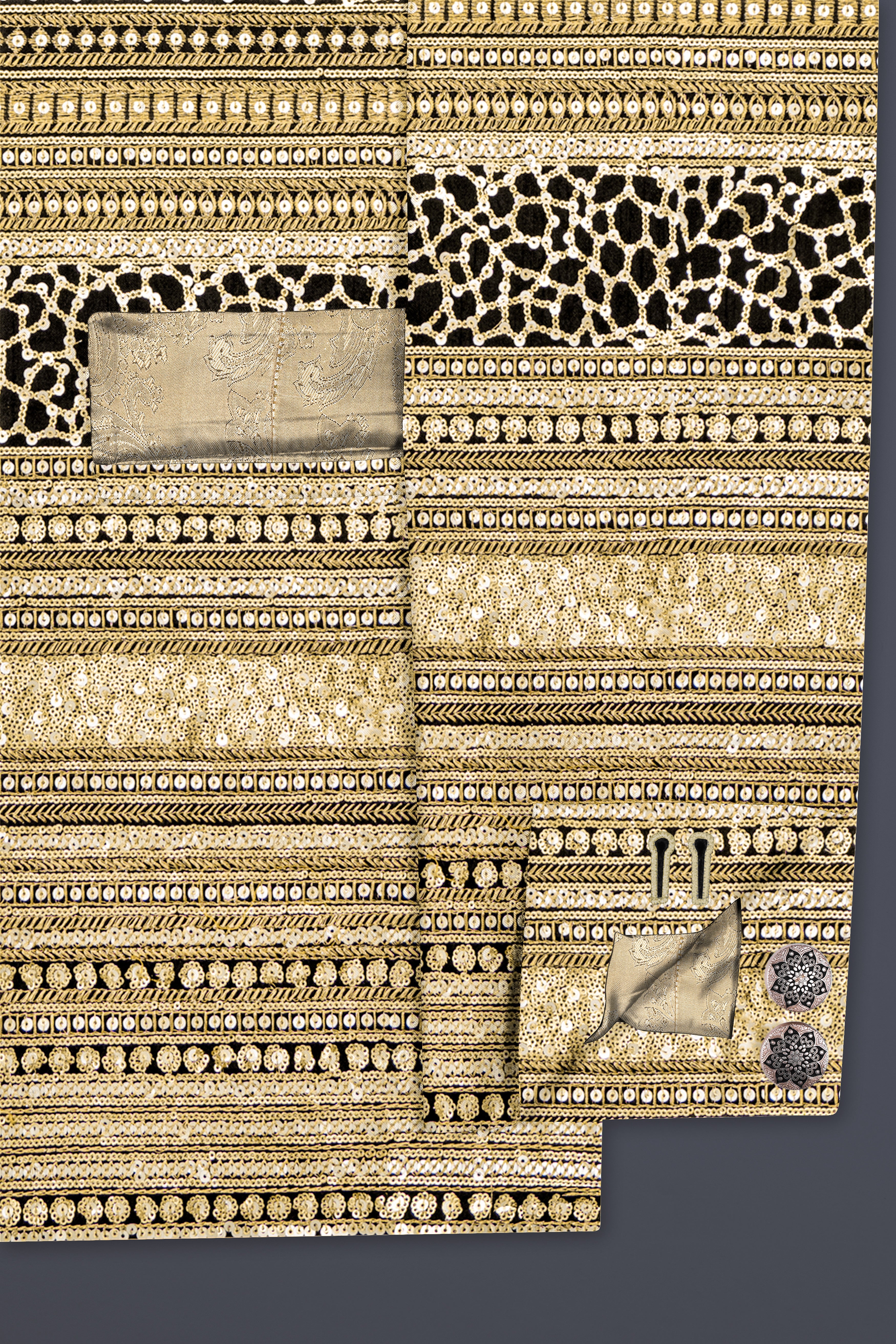 Jade Black Heavy Sequins Work Designer Bandhgala Jodhpuri
