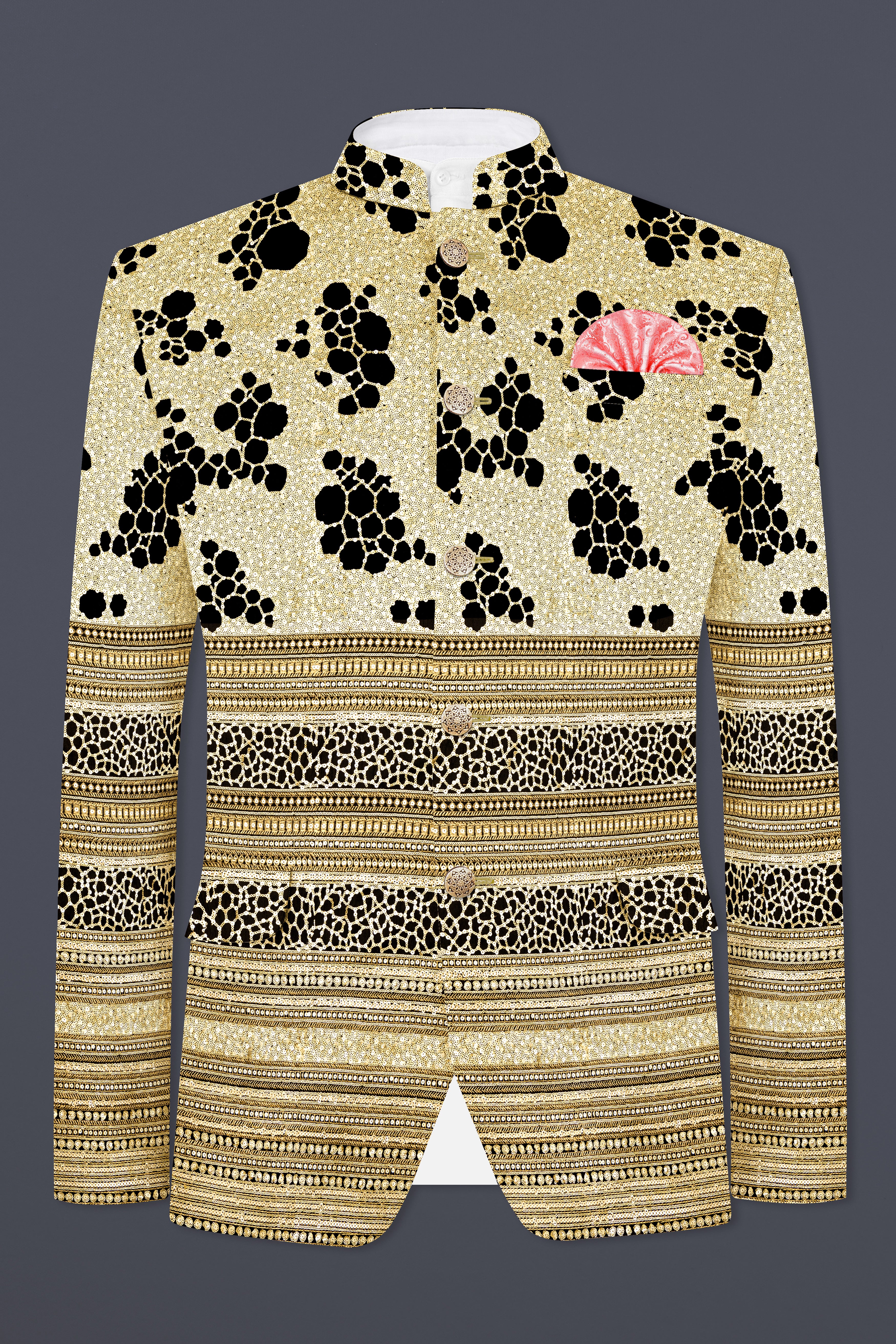 Jade Black Heavy Sequins Work Designer Bandhgala Jodhpuri