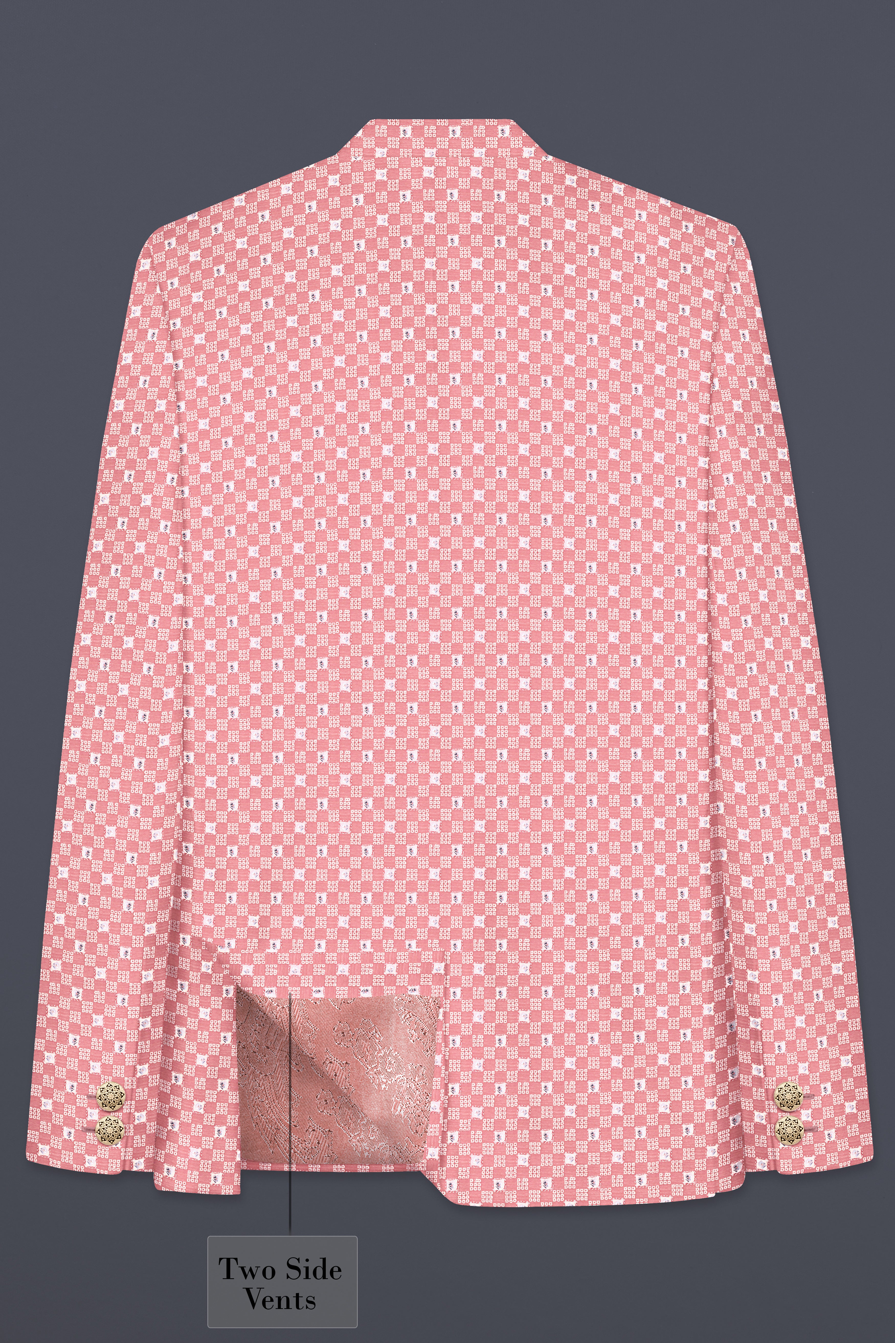 Turkish Pink Embroidered Cross Placket Bandhgala Jodhpuri