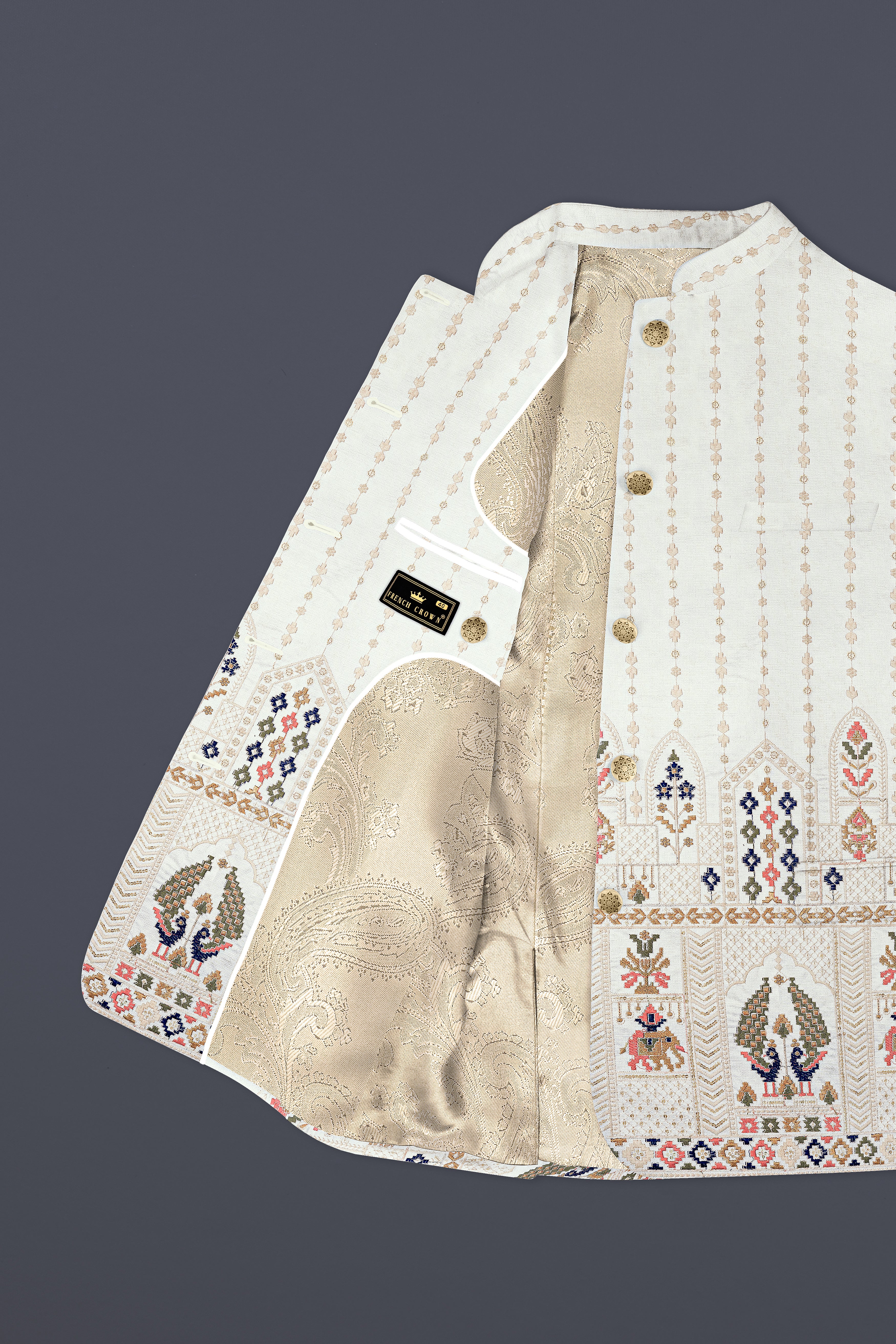 Off White And Shilo peach Sequins Embroidered Bandhgala Jodhpuri