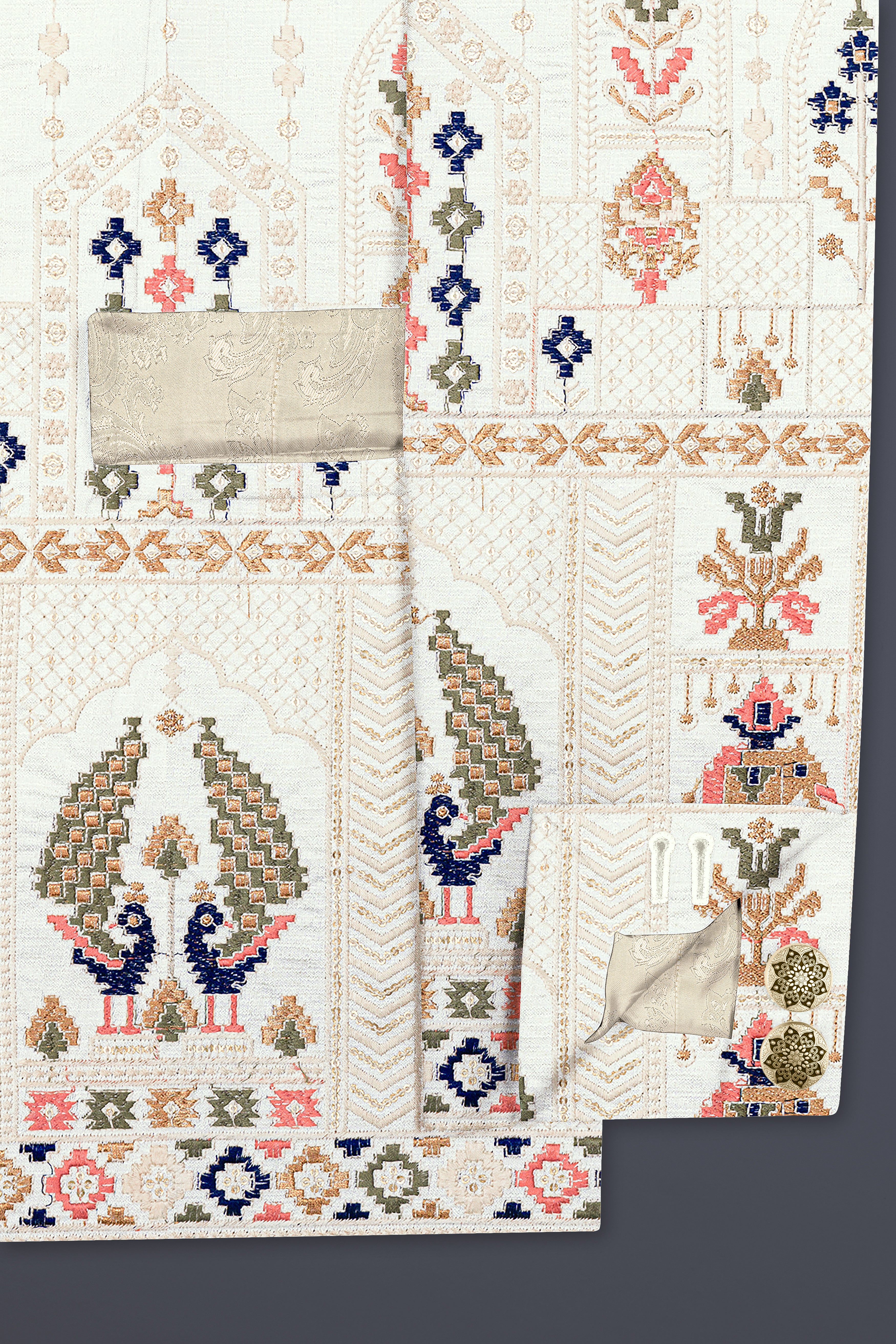 Off White And Shilo peach Sequins Embroidered Bandhgala Jodhpuri
