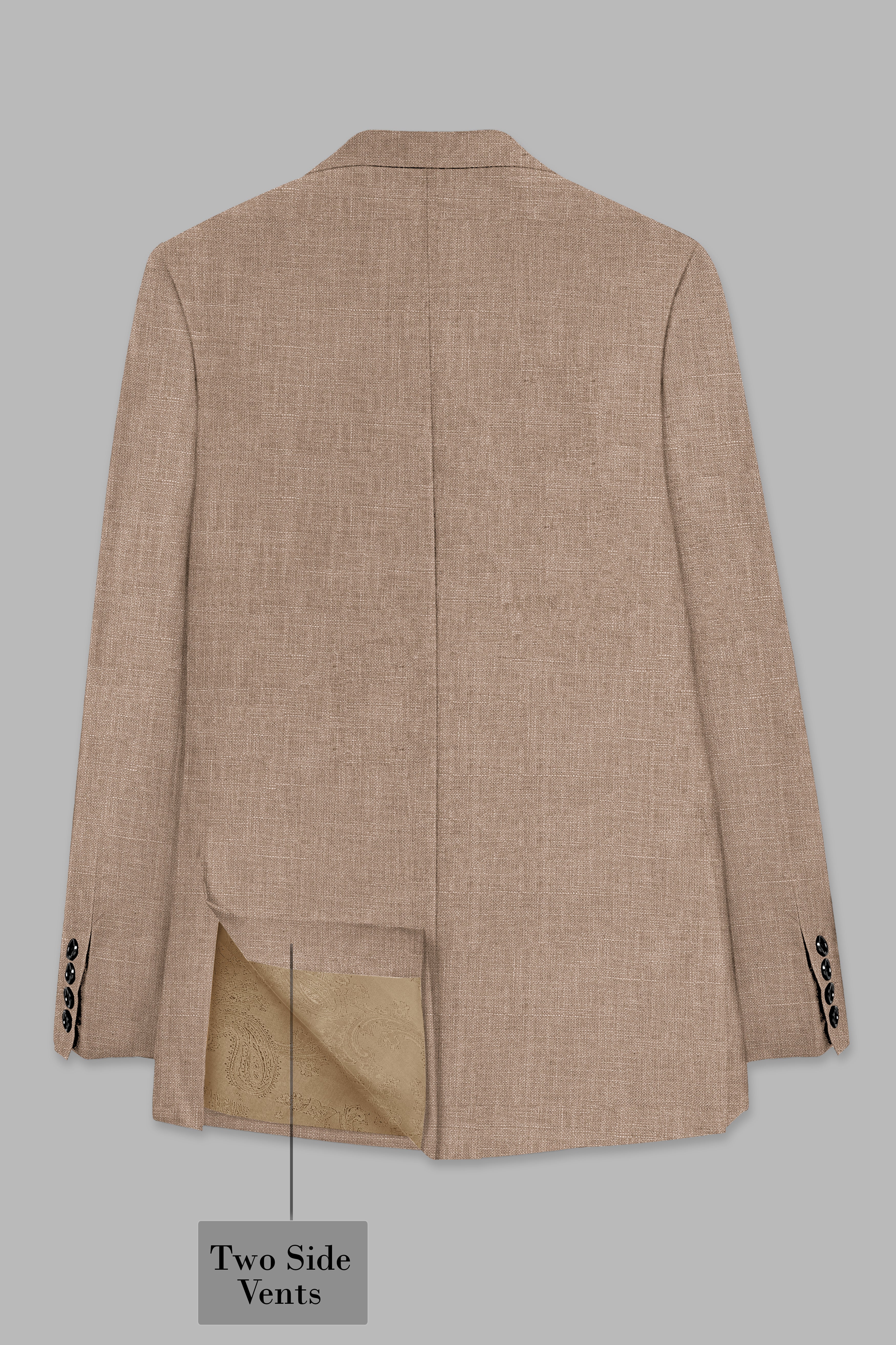 Oyster Brown Luxurious Linen Double Breasted Sports Blazer