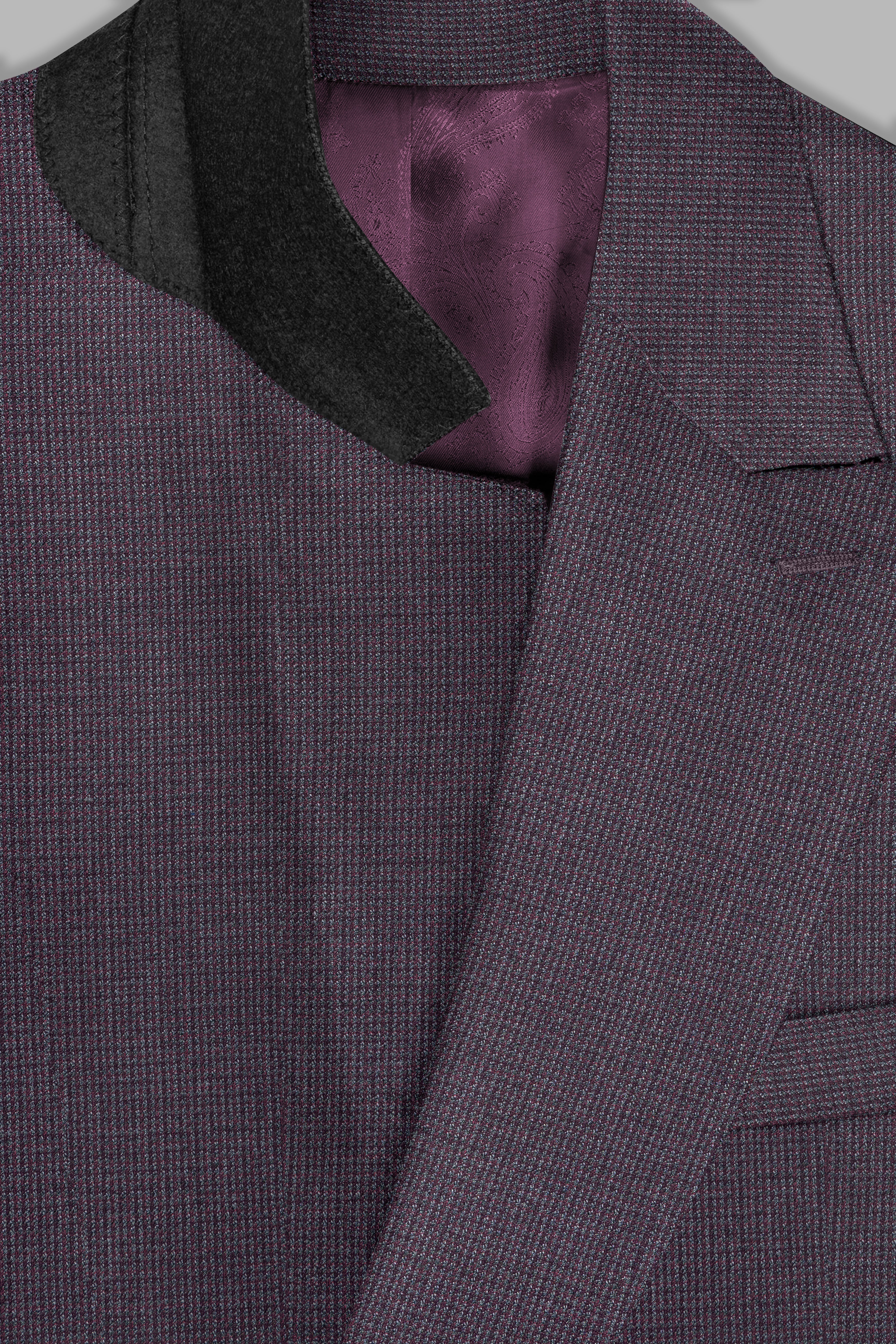 Thunder Purple Textured Wool Rich Double Breasted Suit