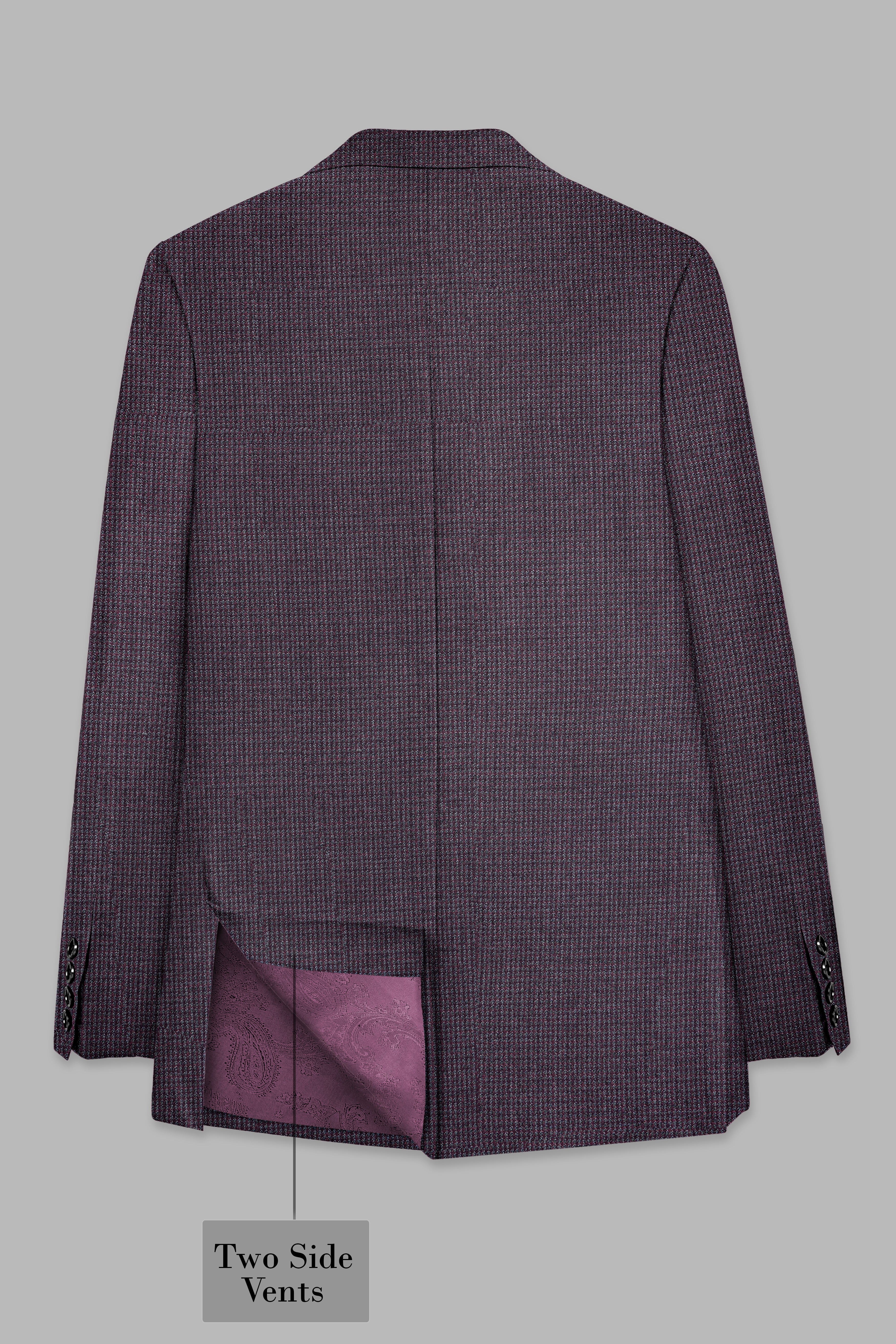 Thunder Purple Textured Wool Rich Double Breasted Suit