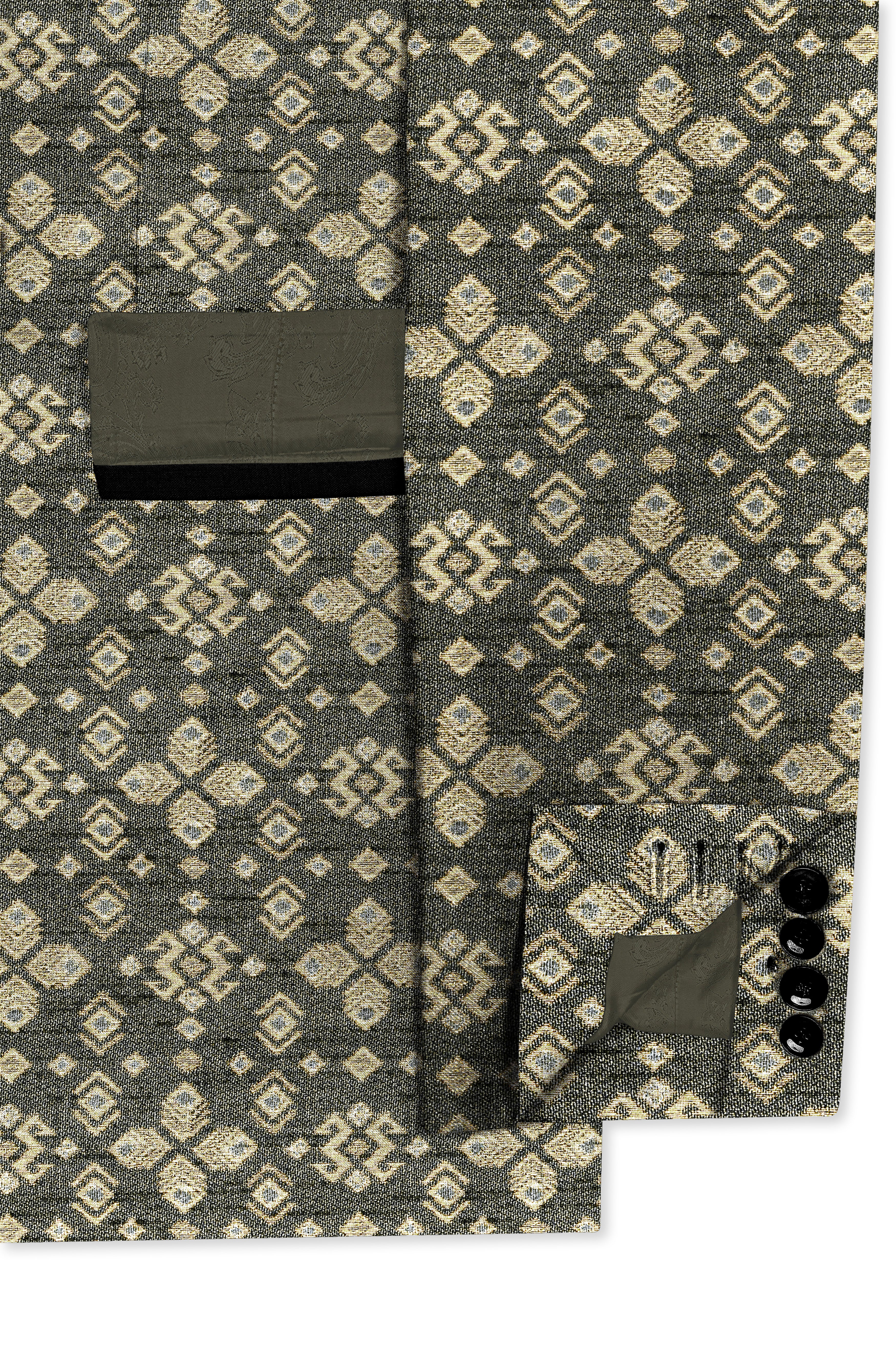 Kelp Green and Fawn Brown Jacquard Weave Tuxedo Blazer BL3701-BKL-36, BL3701-BKL-38, BL3701-BKL-40, BL3701-BKL-42, BL3701-BKL-44, BL3701-BKL-46, BL3701-BKL-48, BL3701-BKL-50, BL3701-BKL-52, BL3701-BKL-54, BL3701-BKL-56, BL3701-BKL-58, BL3701-BKL-60