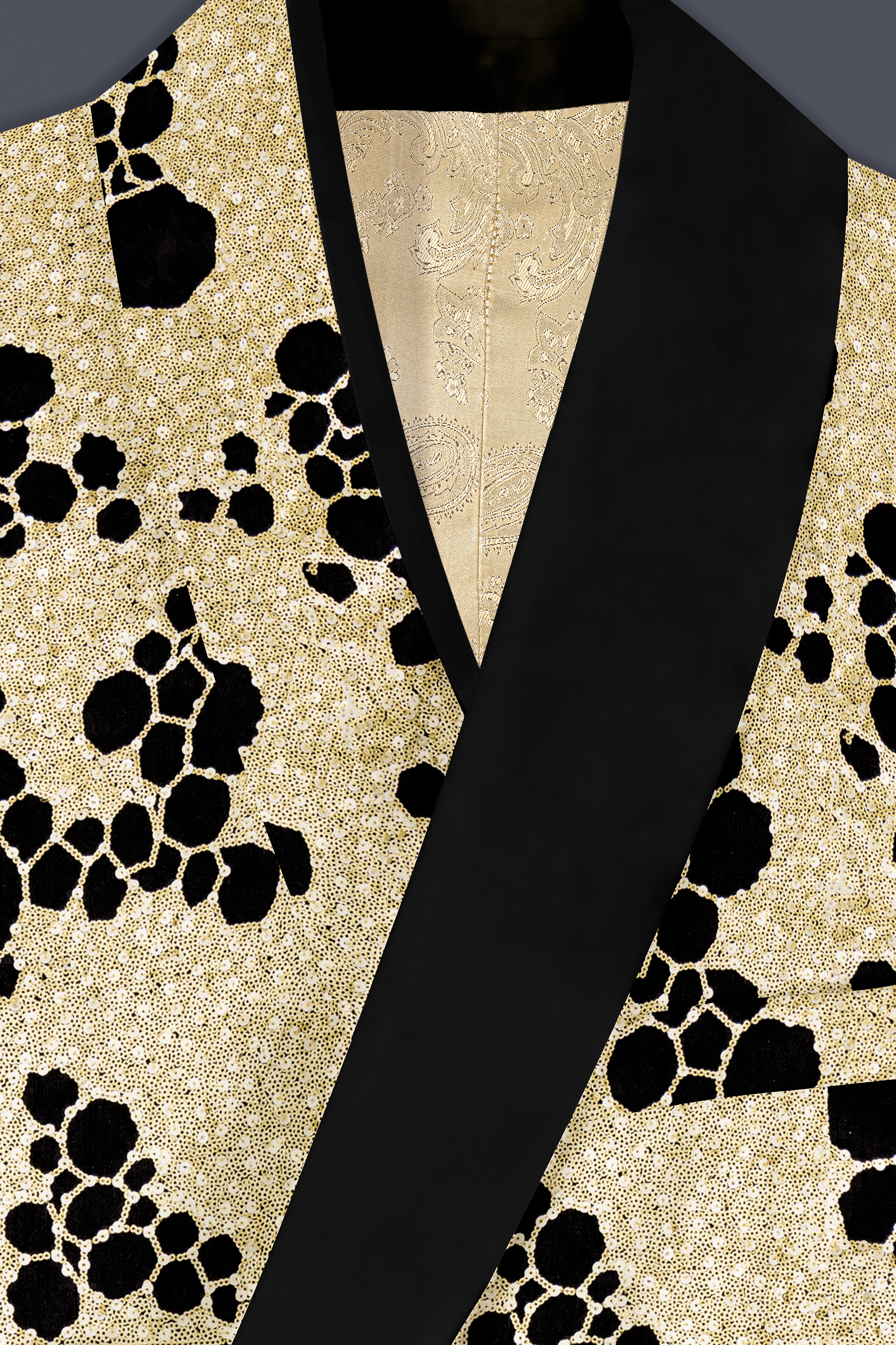 Jade Black Heavy Sequins Work Designer Tuxedo Blazer