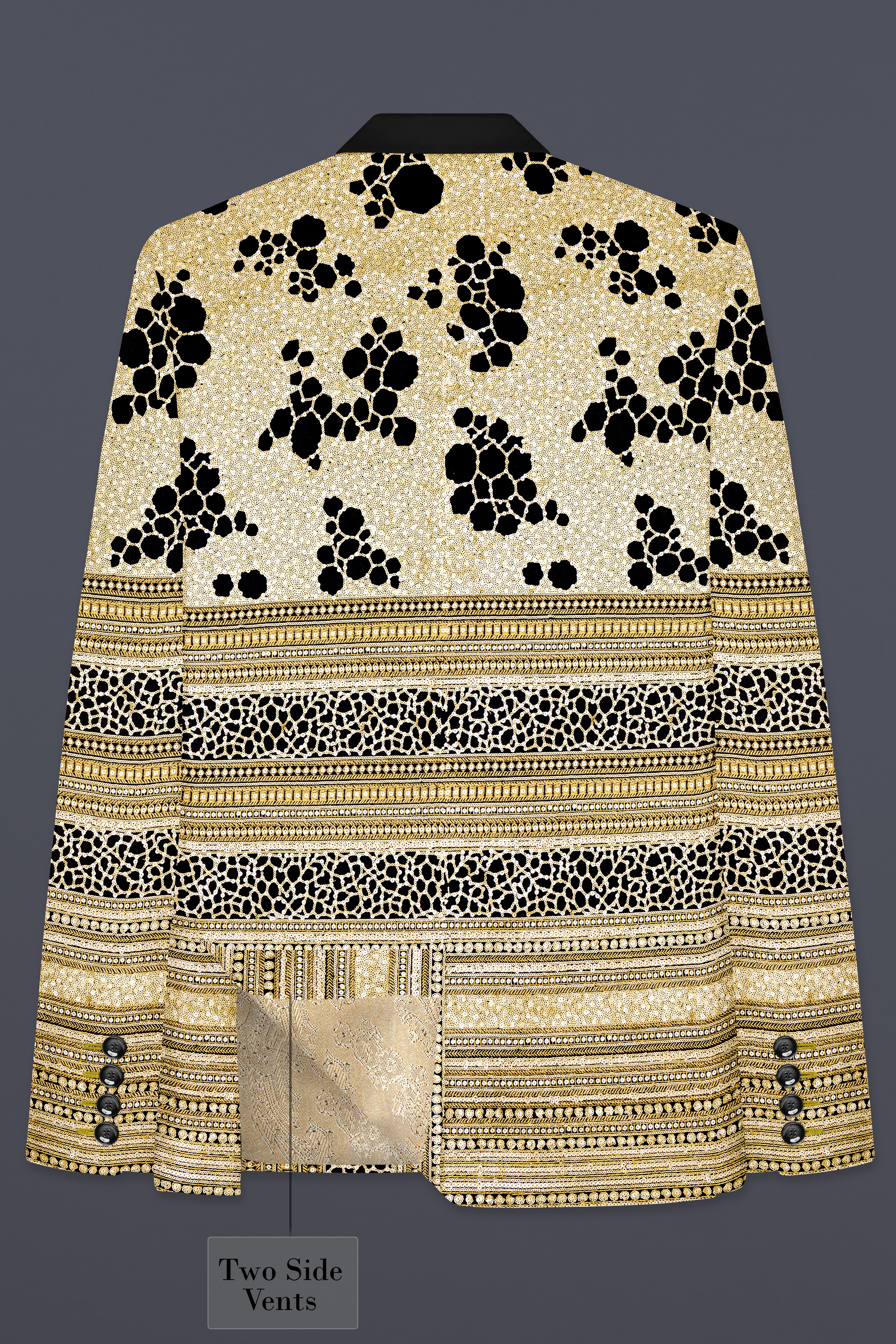 Jade Black Heavy Sequins Work Designer Tuxedo Blazer