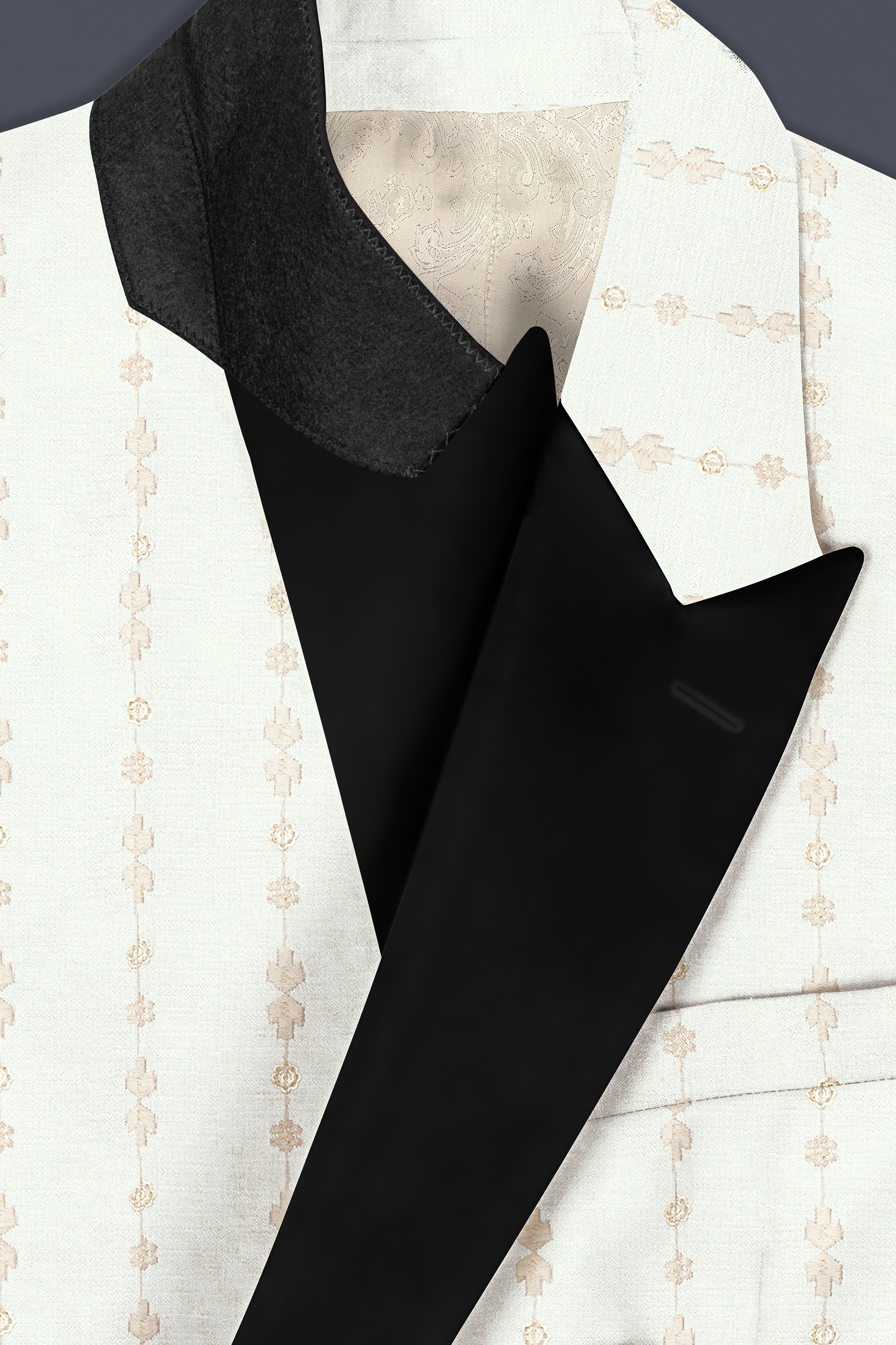 Off White And Shilo peach Sequins Embroidered Peak Lapel Tuxedo Blazer