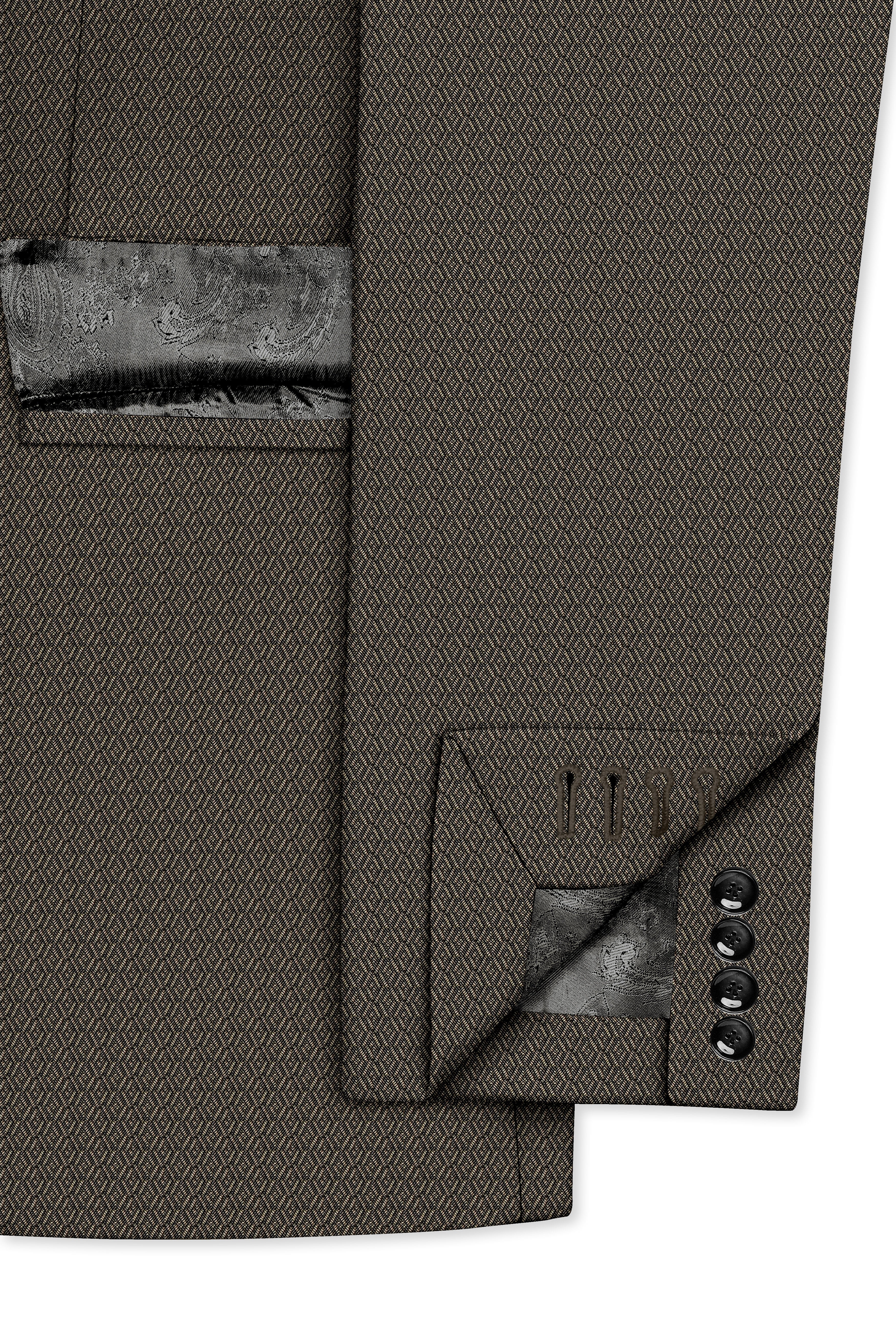 Wenge Brown Dobby Textured wool blend Double breasted Suit