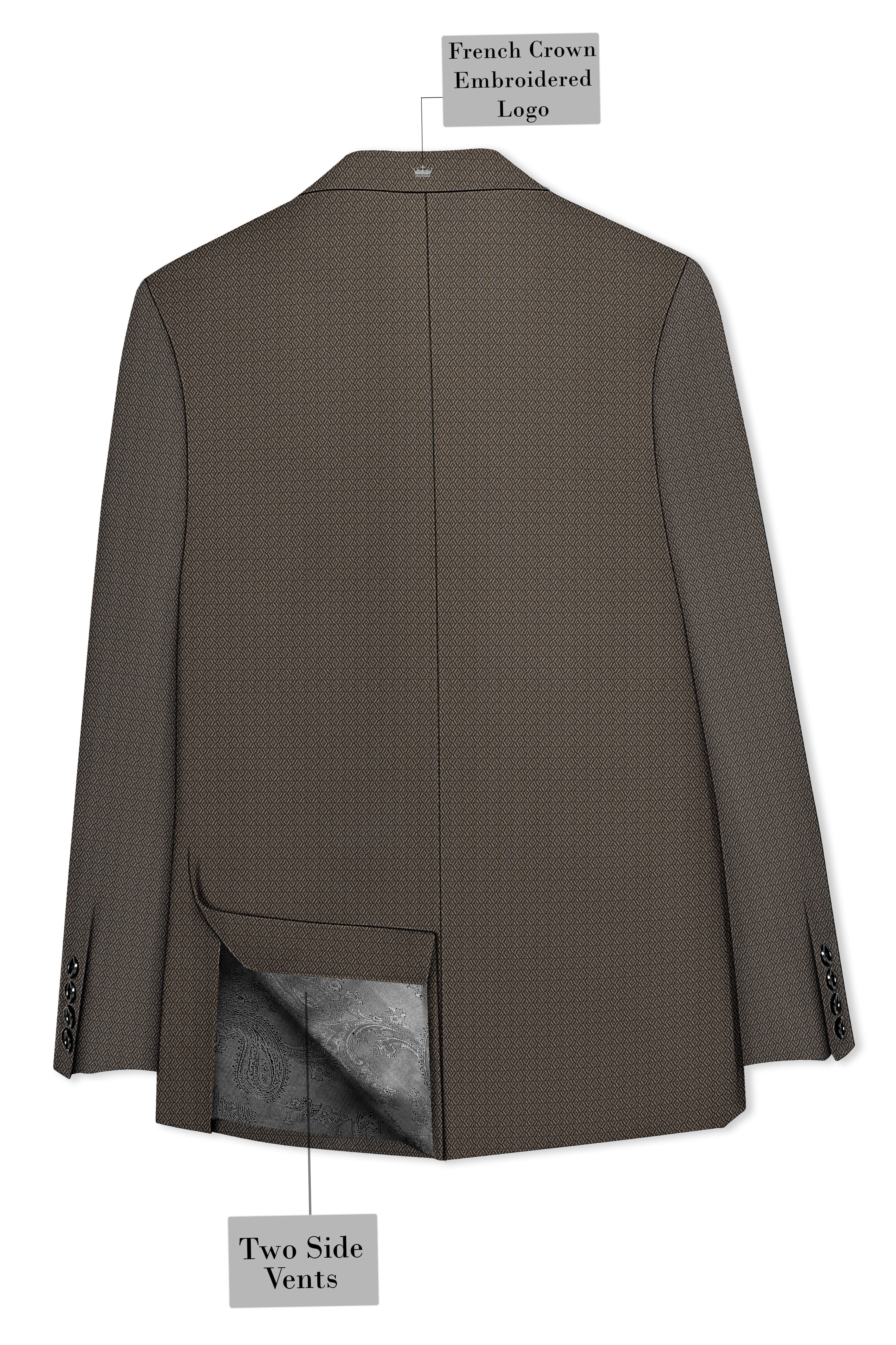 Wenge Brown Dobby Textured wool blend Double breasted Suit