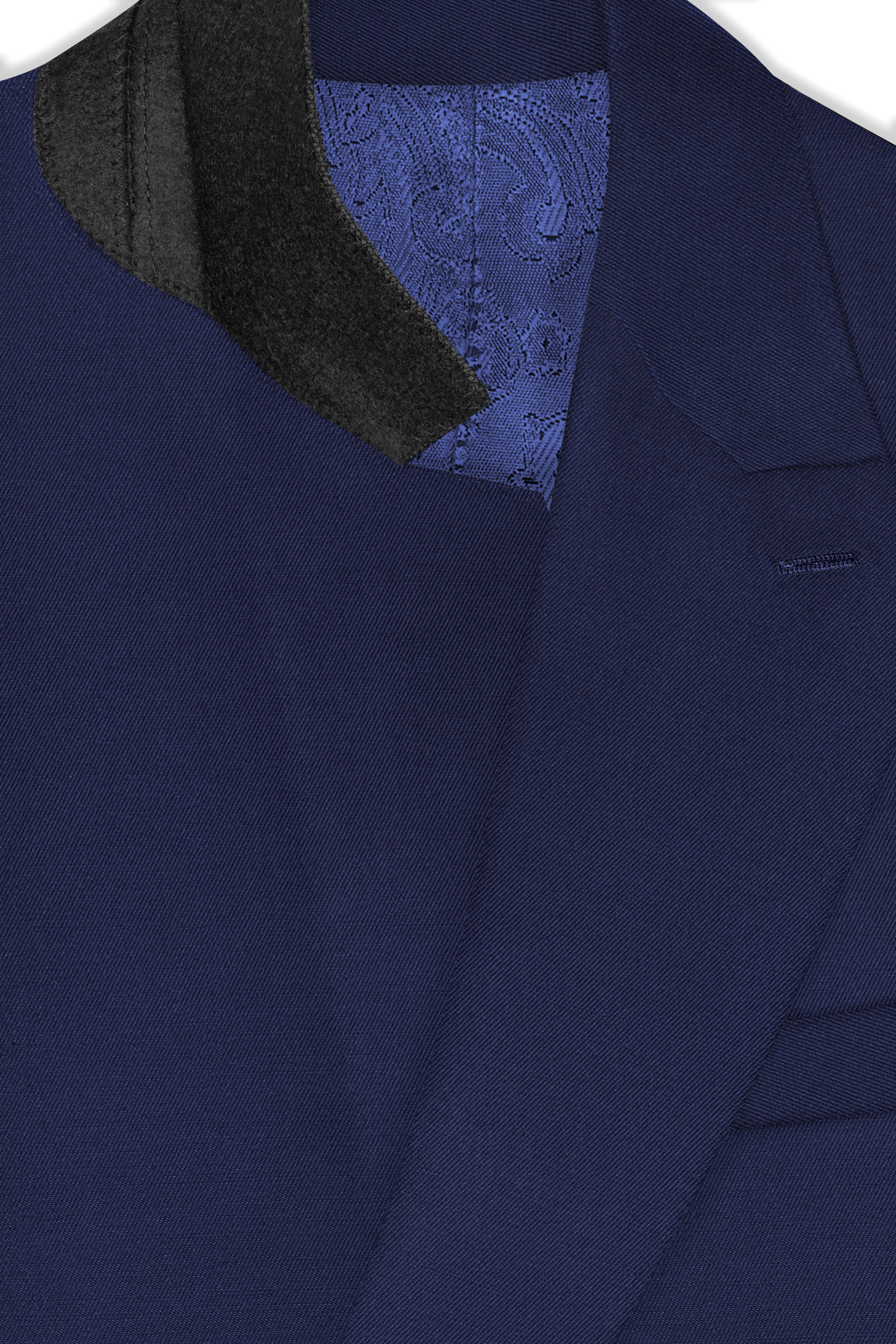 Tealish Blue Plain Solid Wool Blend Double Breasted Blazer