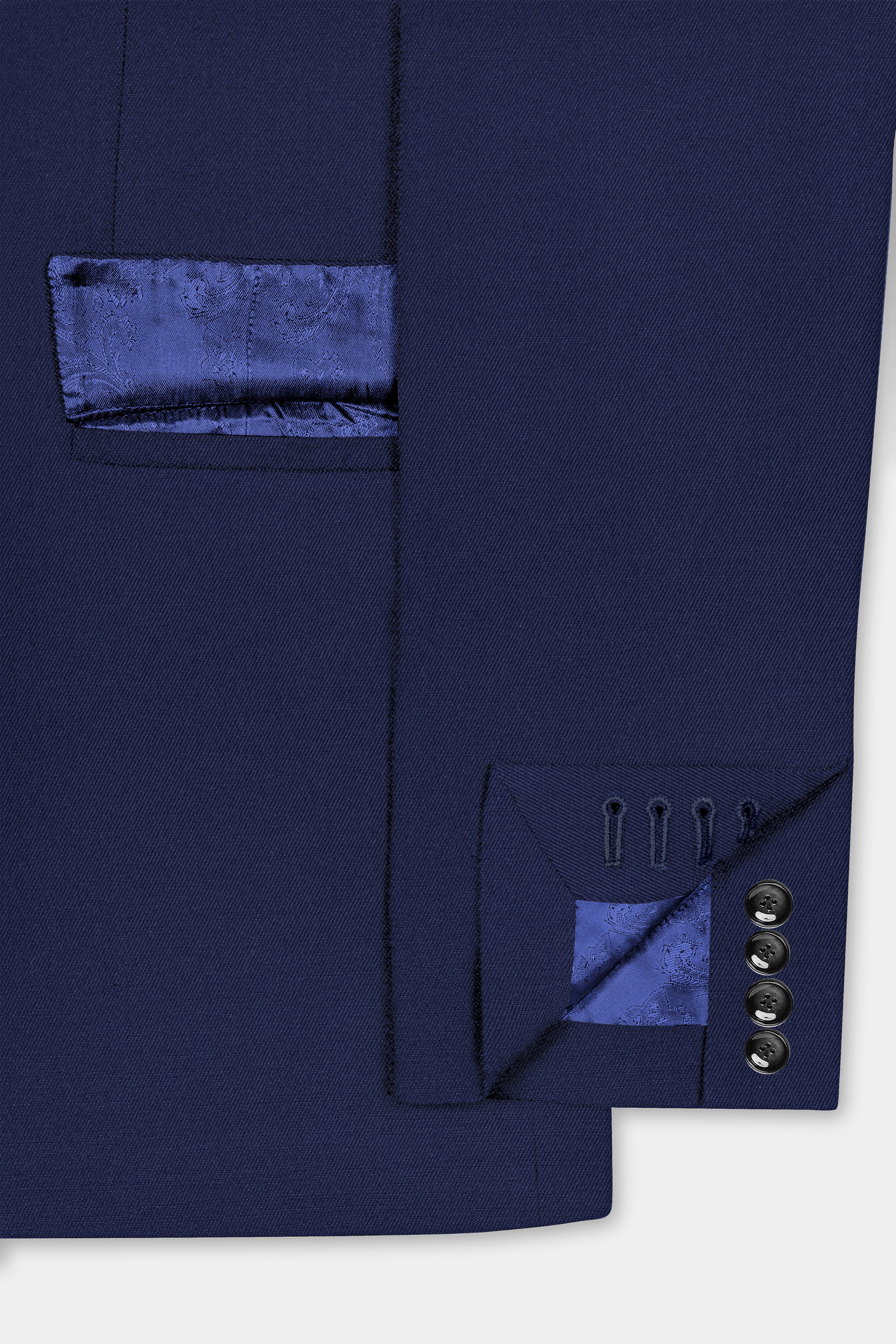 Tealish Blue Plain Solid Wool Blend Double Breasted Blazer