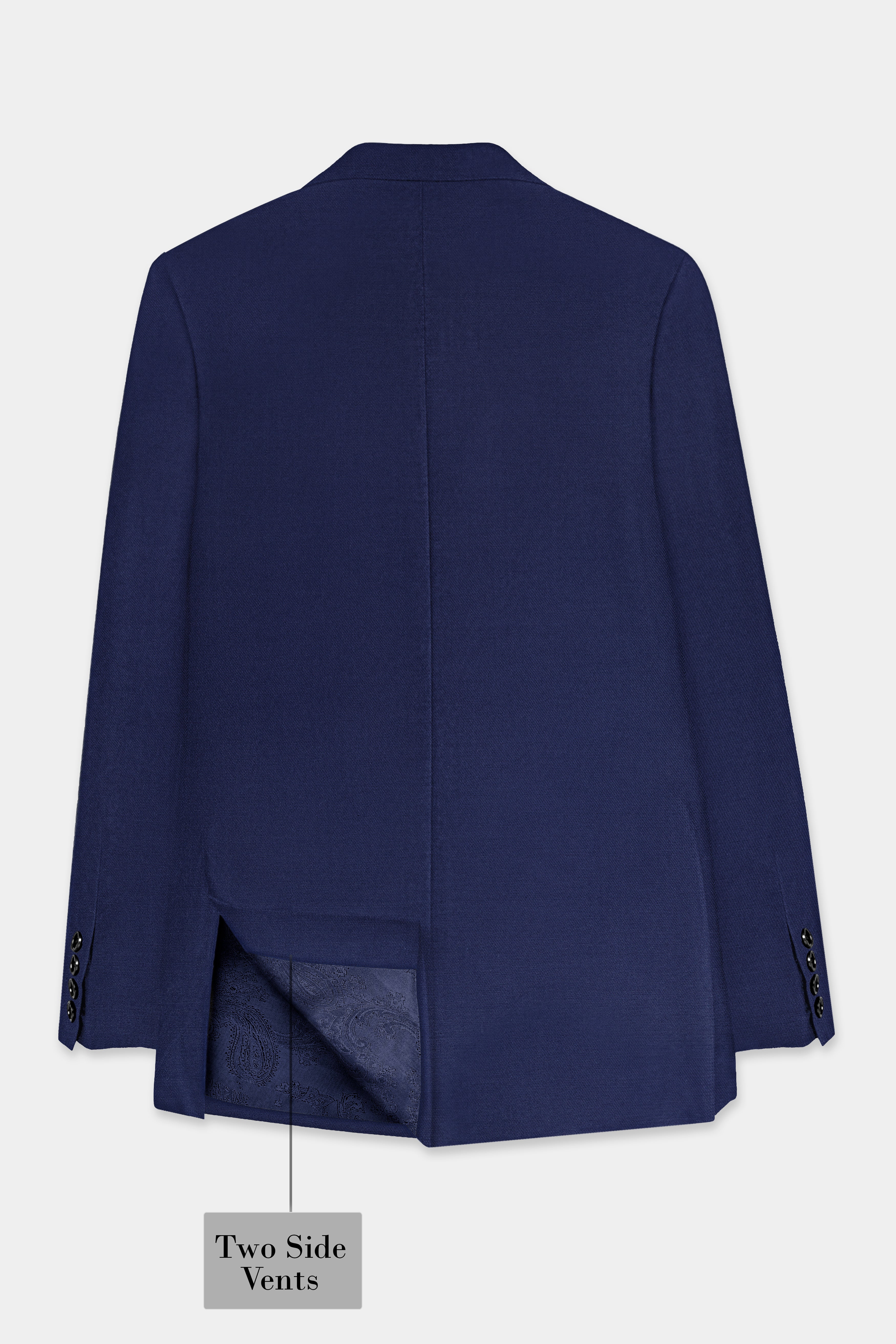 Tealish Blue Plain Solid Wool Blend Double Breasted Blazer