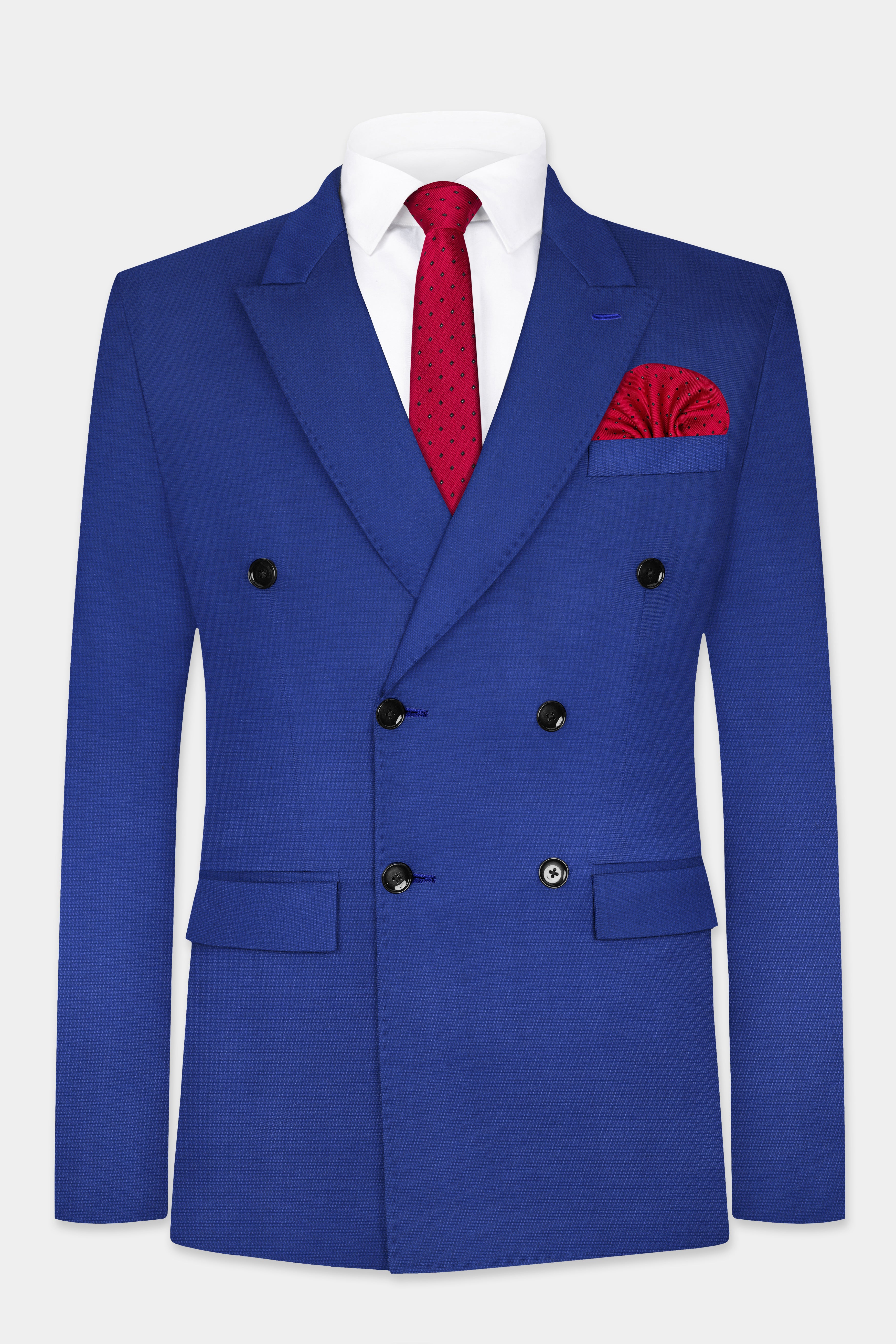 Catalina Blue Double-Breasted Wool Blend Blazer
