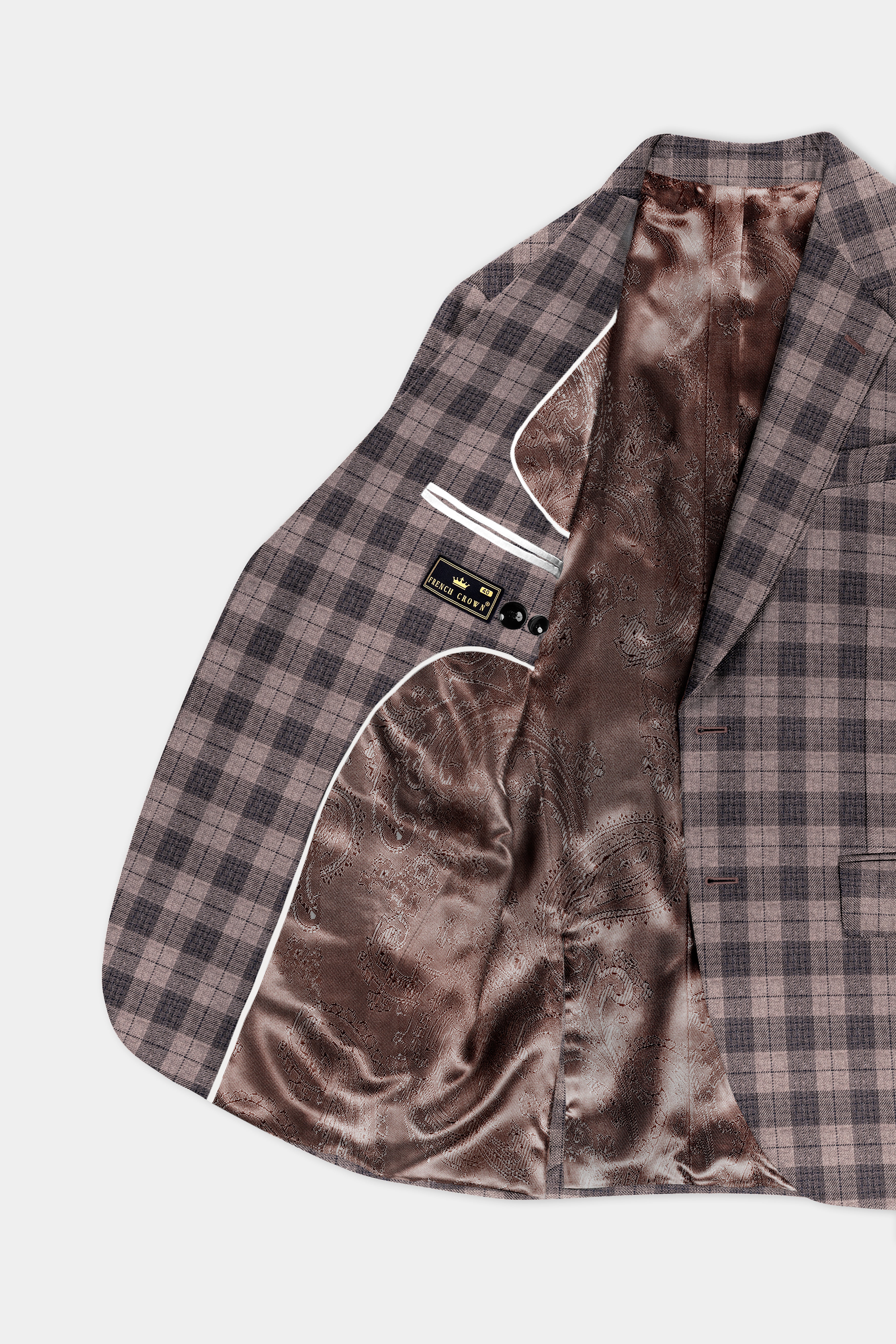 Vampire Brown Checks Plaid Tweed Blazer