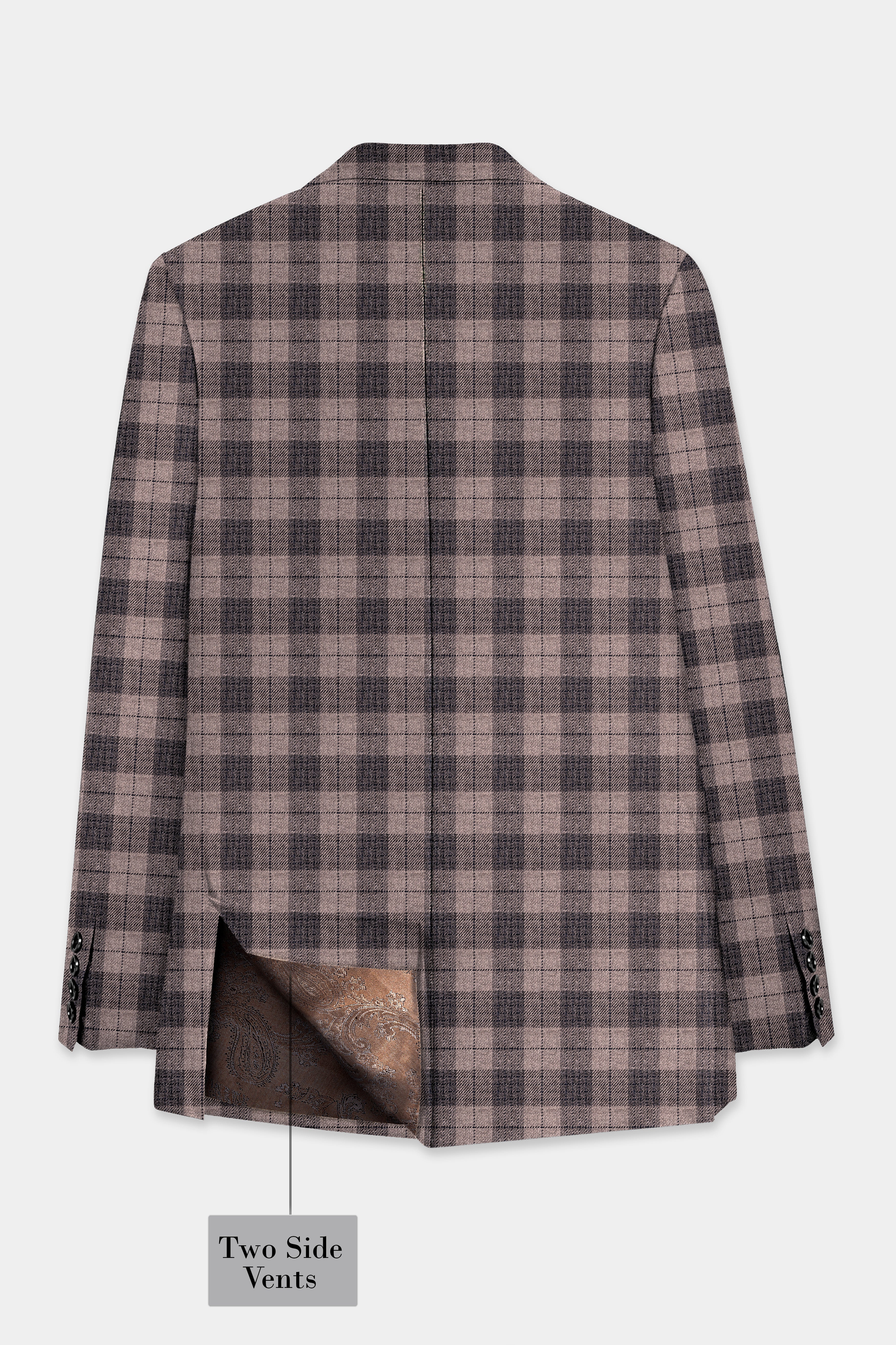 Vampire Brown Checks Plaid Tweed Blazer