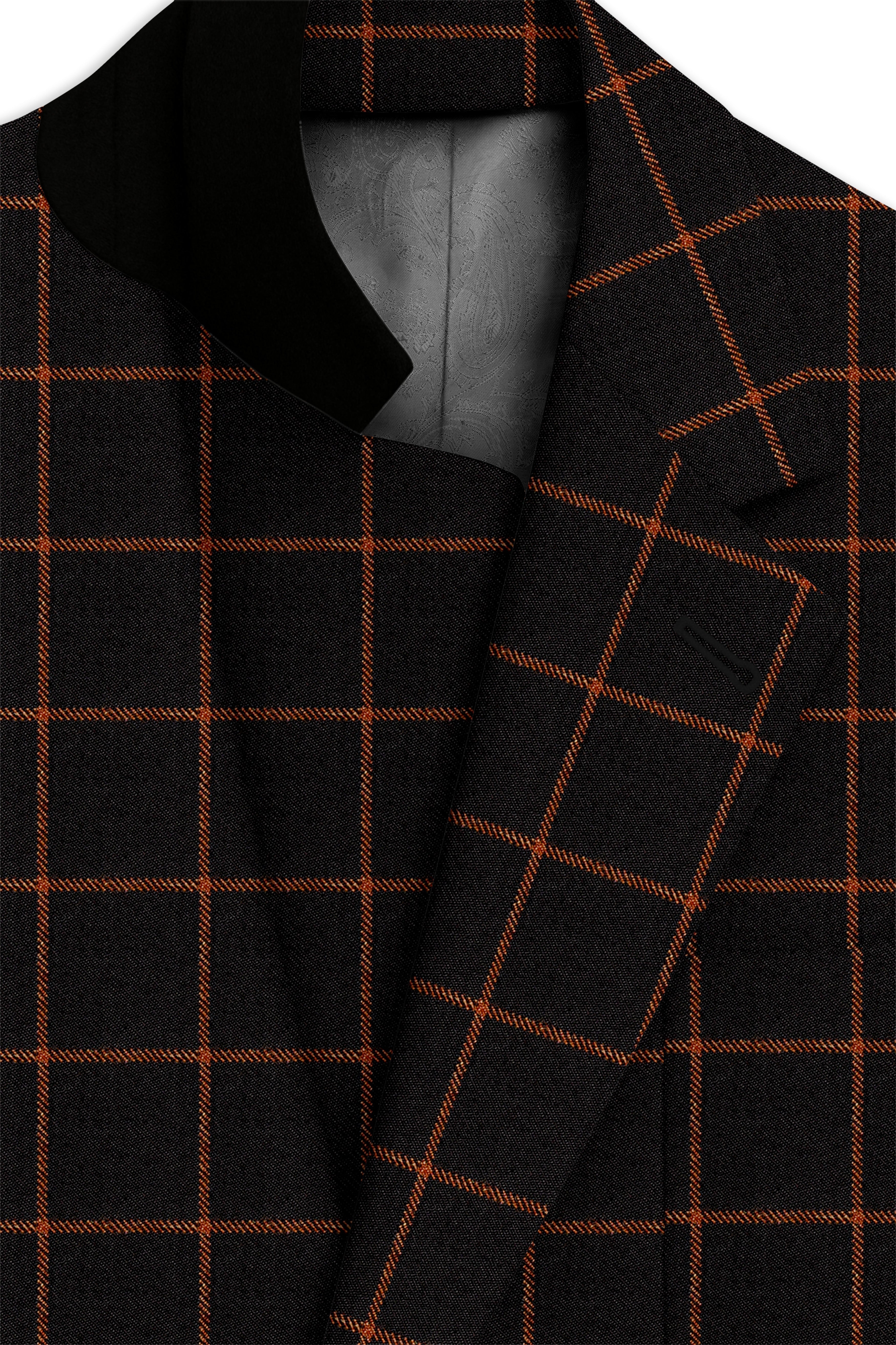 Jade Black with Potters Orange Windowpane Tweed Blazer