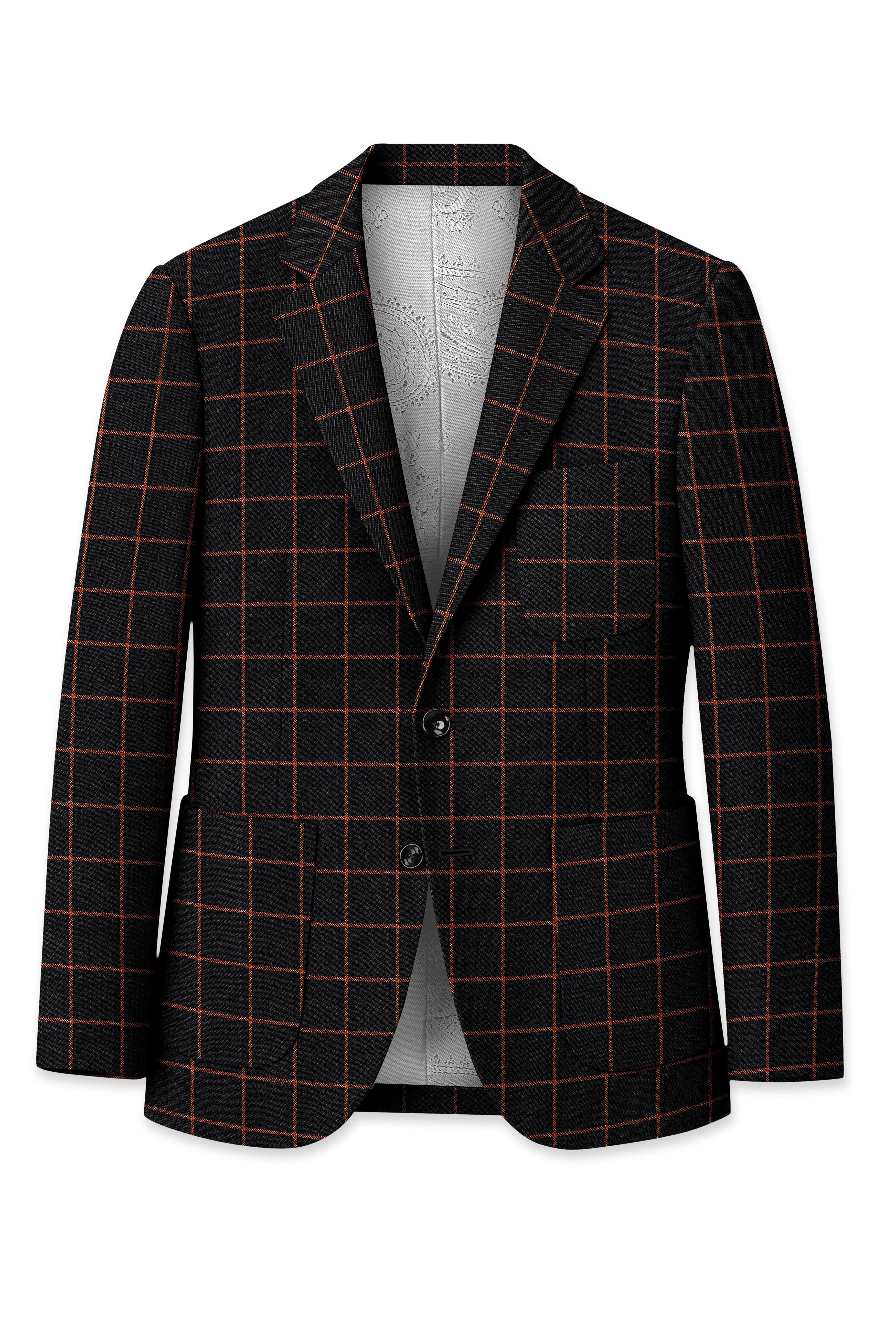 Jade Black with Potters Orange Windowpane Tweed Blazer