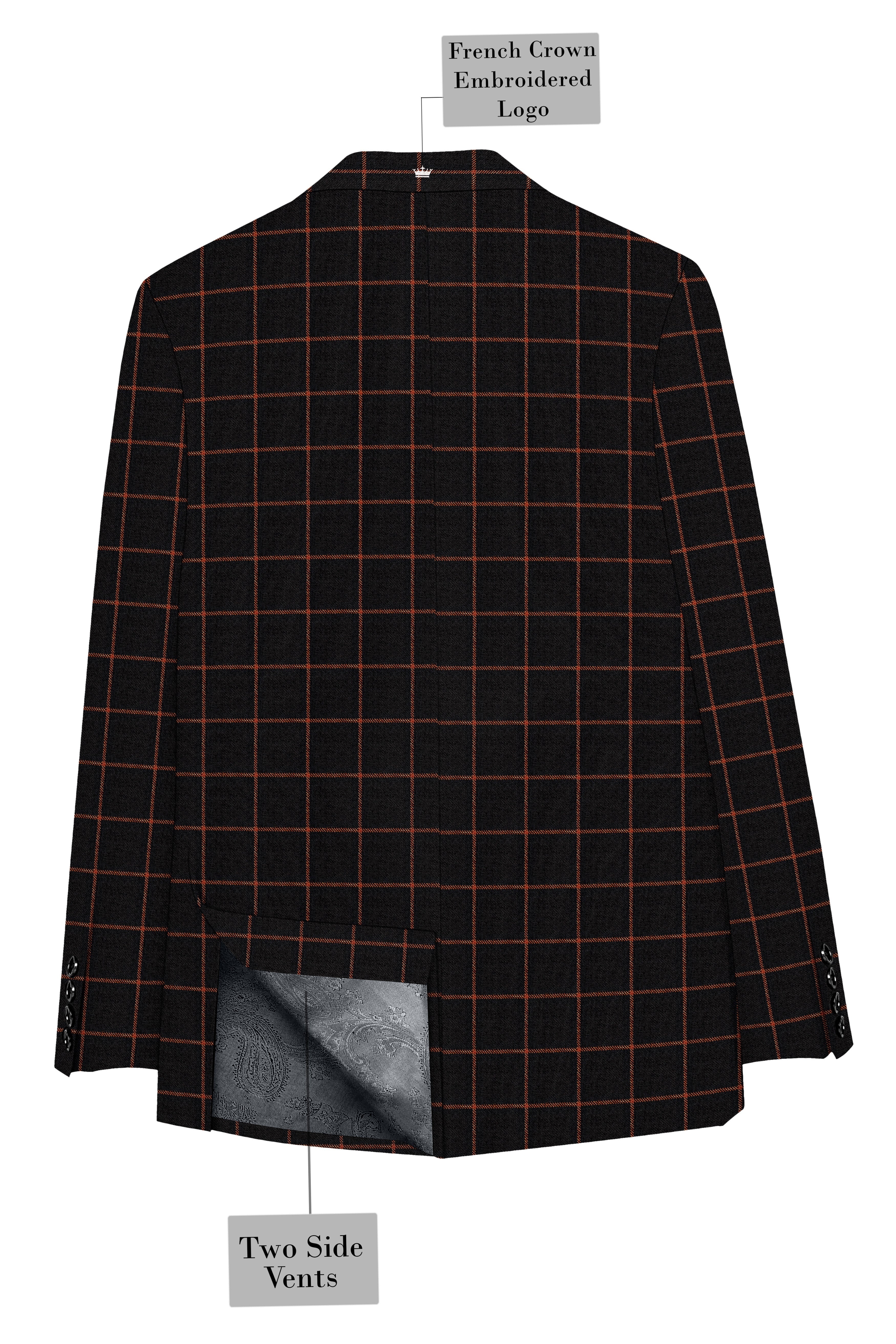 Jade Black with Potters Orange Windowpane Tweed Blazer