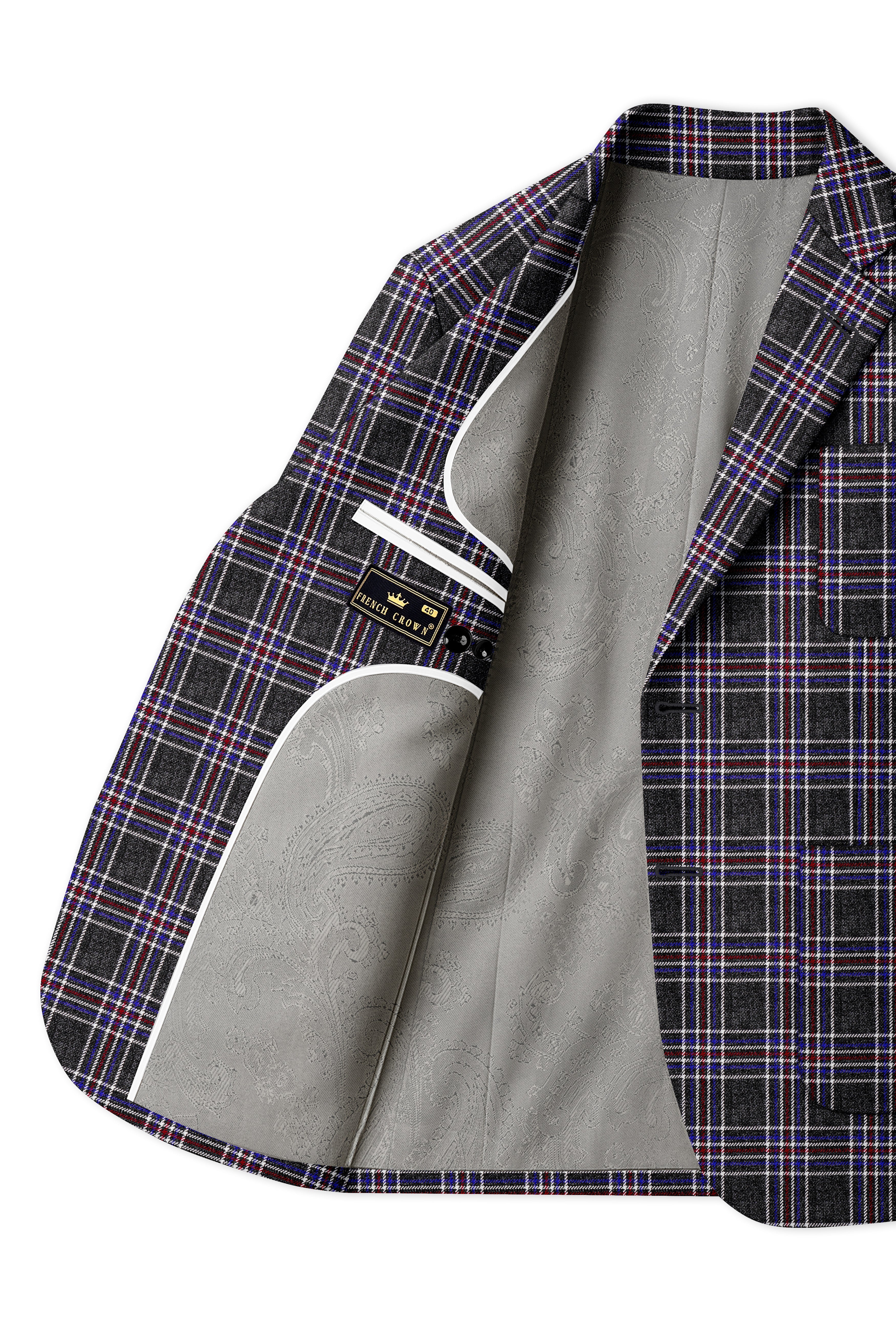 Tuatara Gray Multicolour Plaid Tweed Blazer