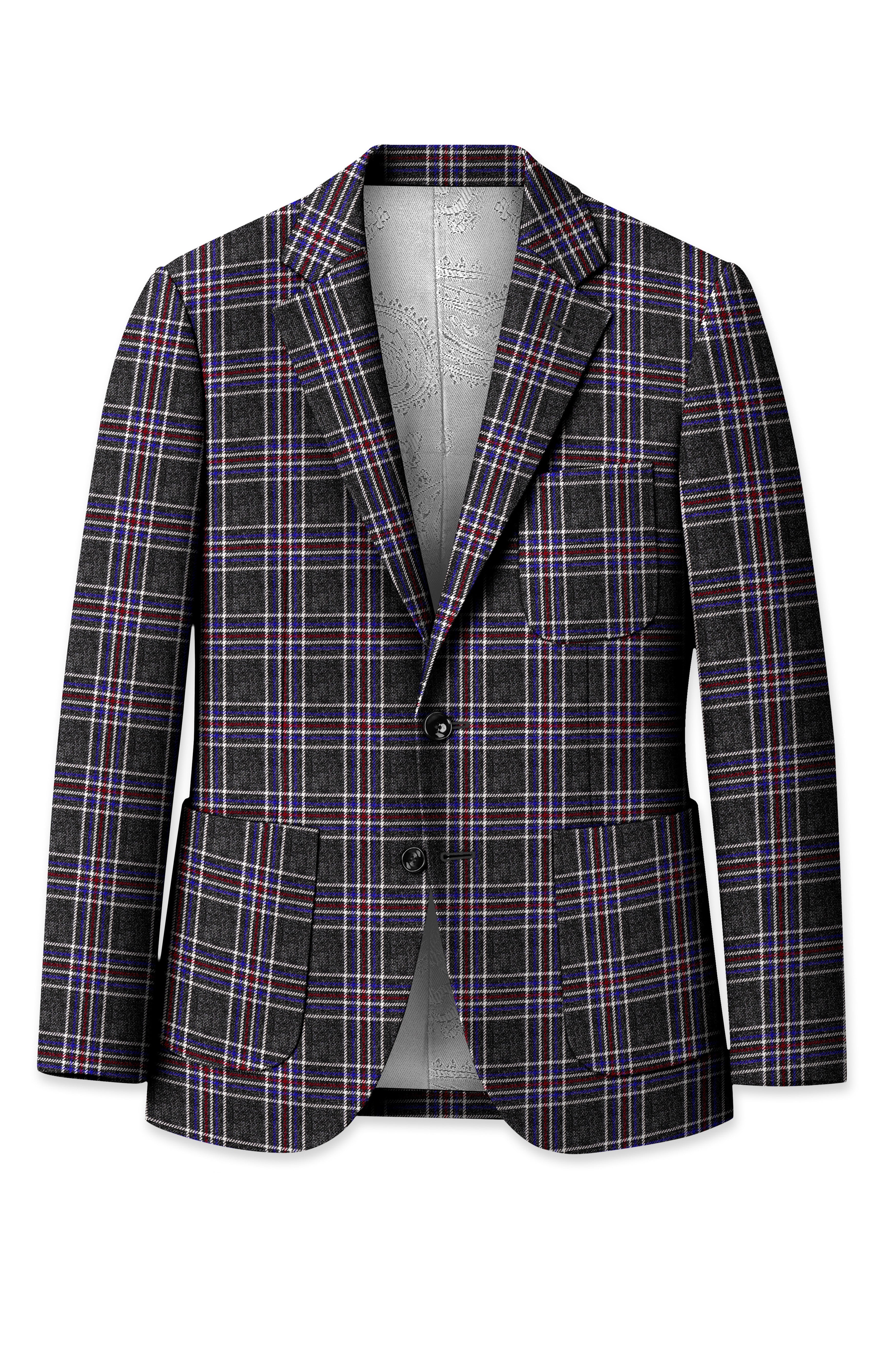 Tuatara Gray Multicolour Plaid Tweed Blazer