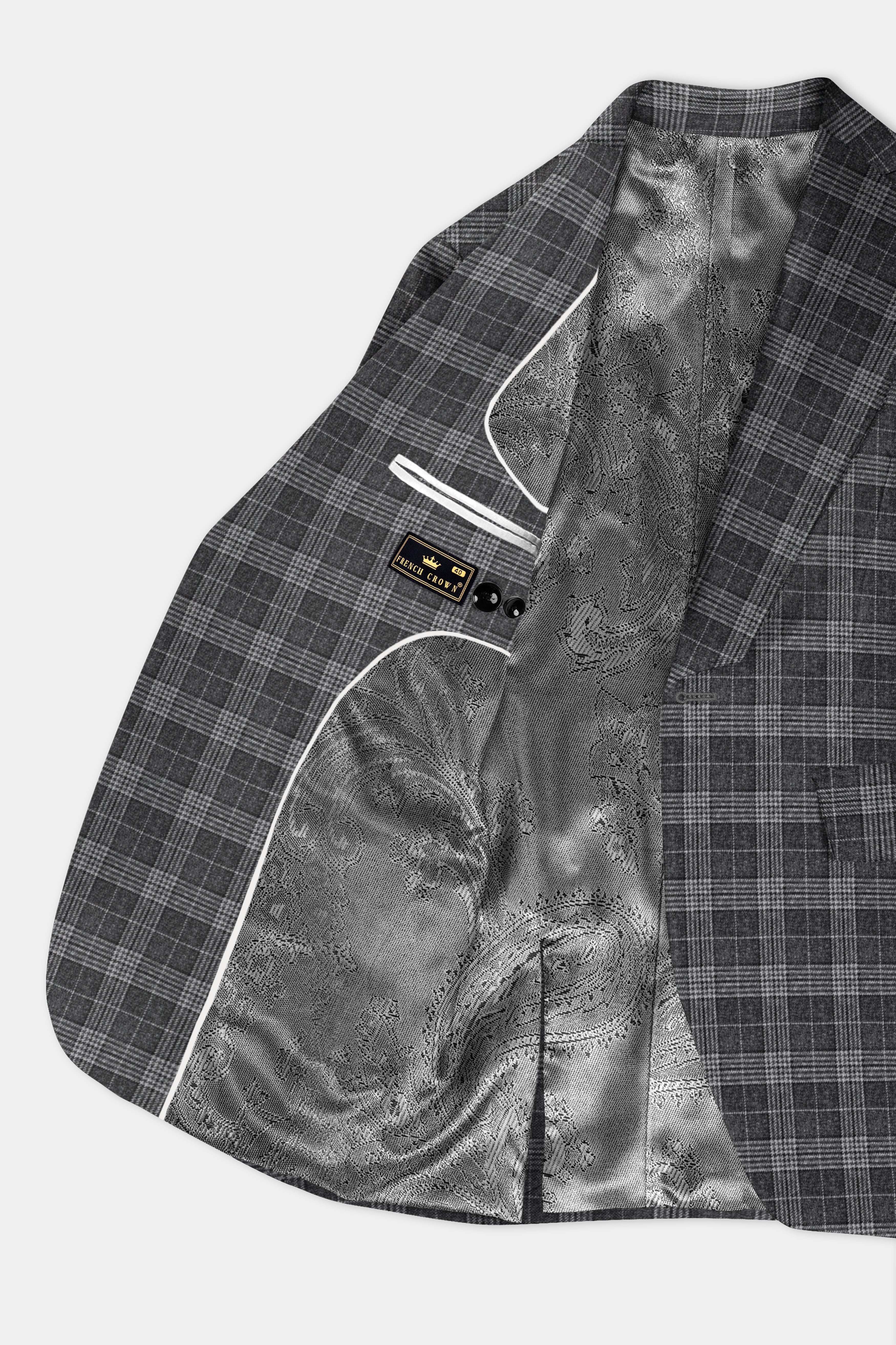 Heavy Metal Gray Plaid Wool Blend Blazer