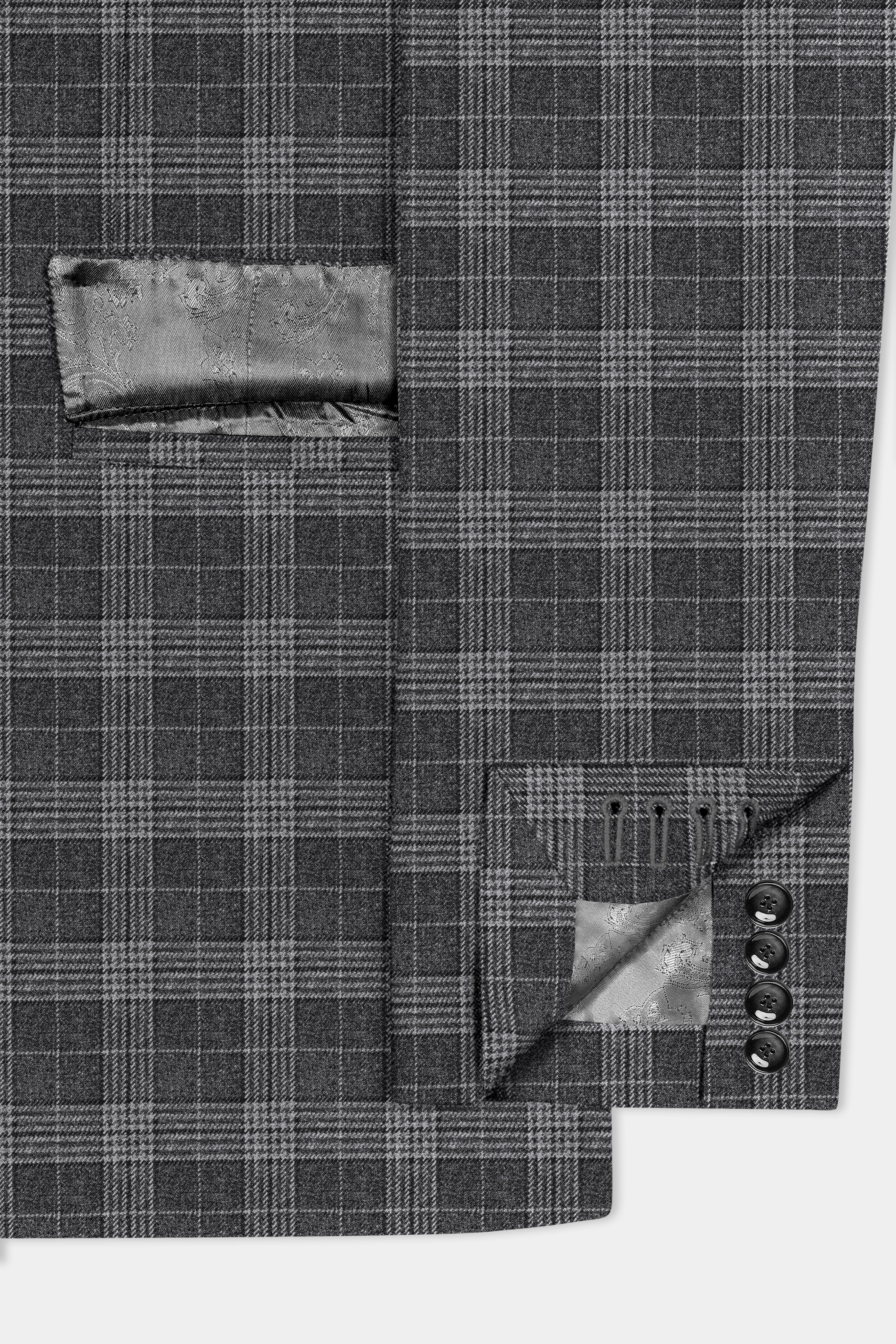 Heavy Metal Gray Plaid Wool Blend Blazer
