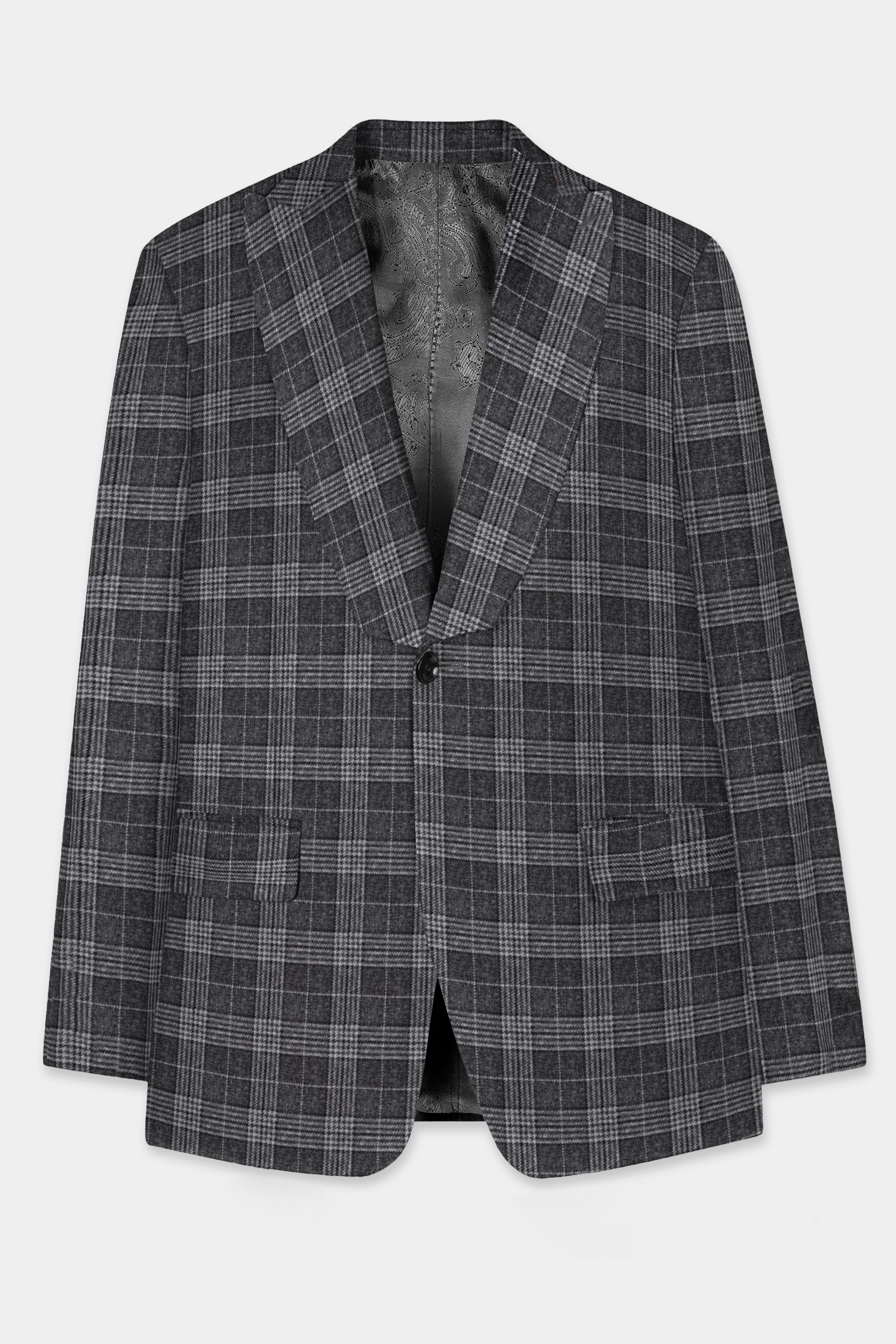 Heavy Metal Gray Plaid Wool Blend Blazer