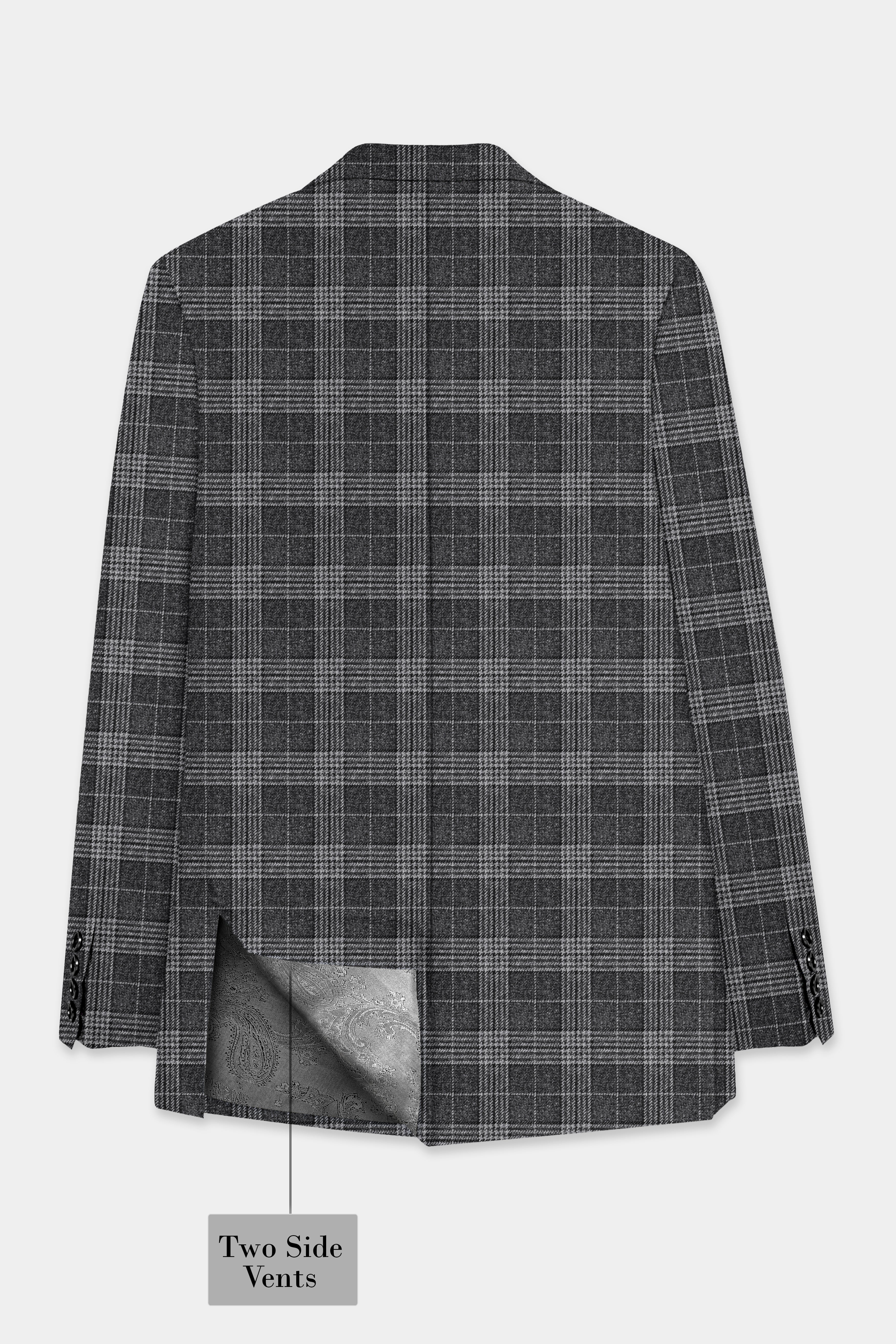 Heavy Metal Gray Plaid Wool Blend Blazer