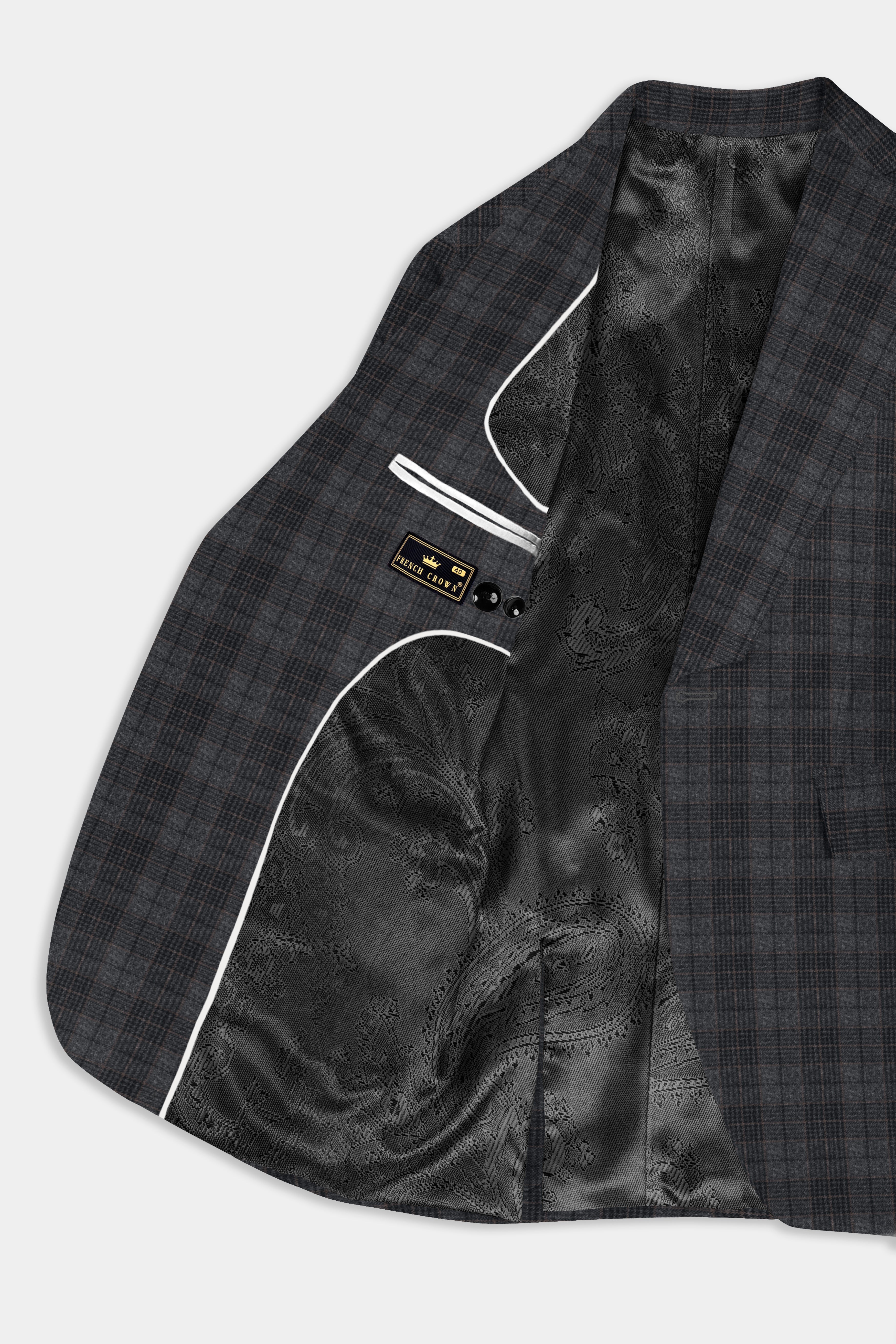 Charcoal Gray Plaid Tweed Blazer