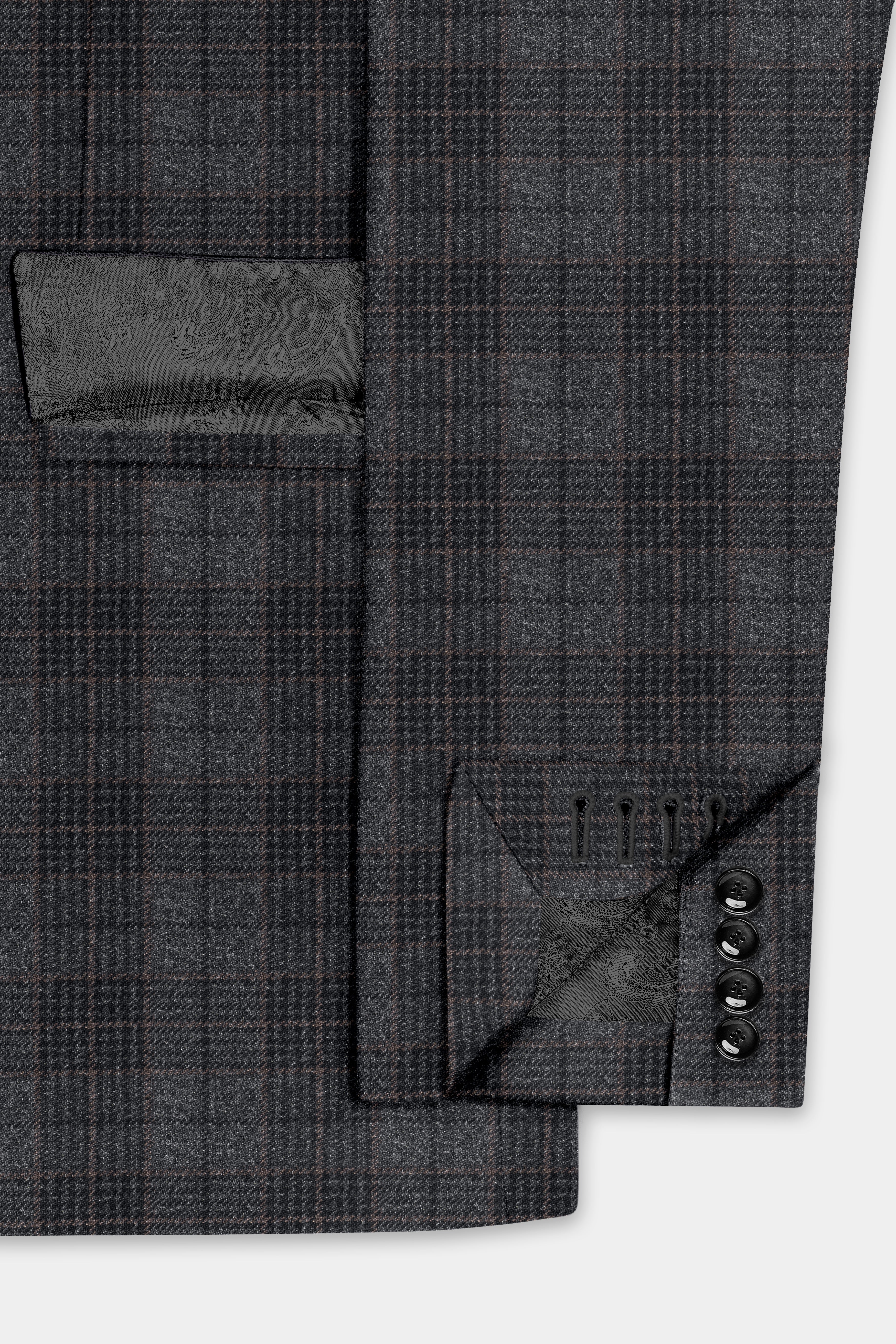 Charcoal Gray Plaid Tweed Blazer