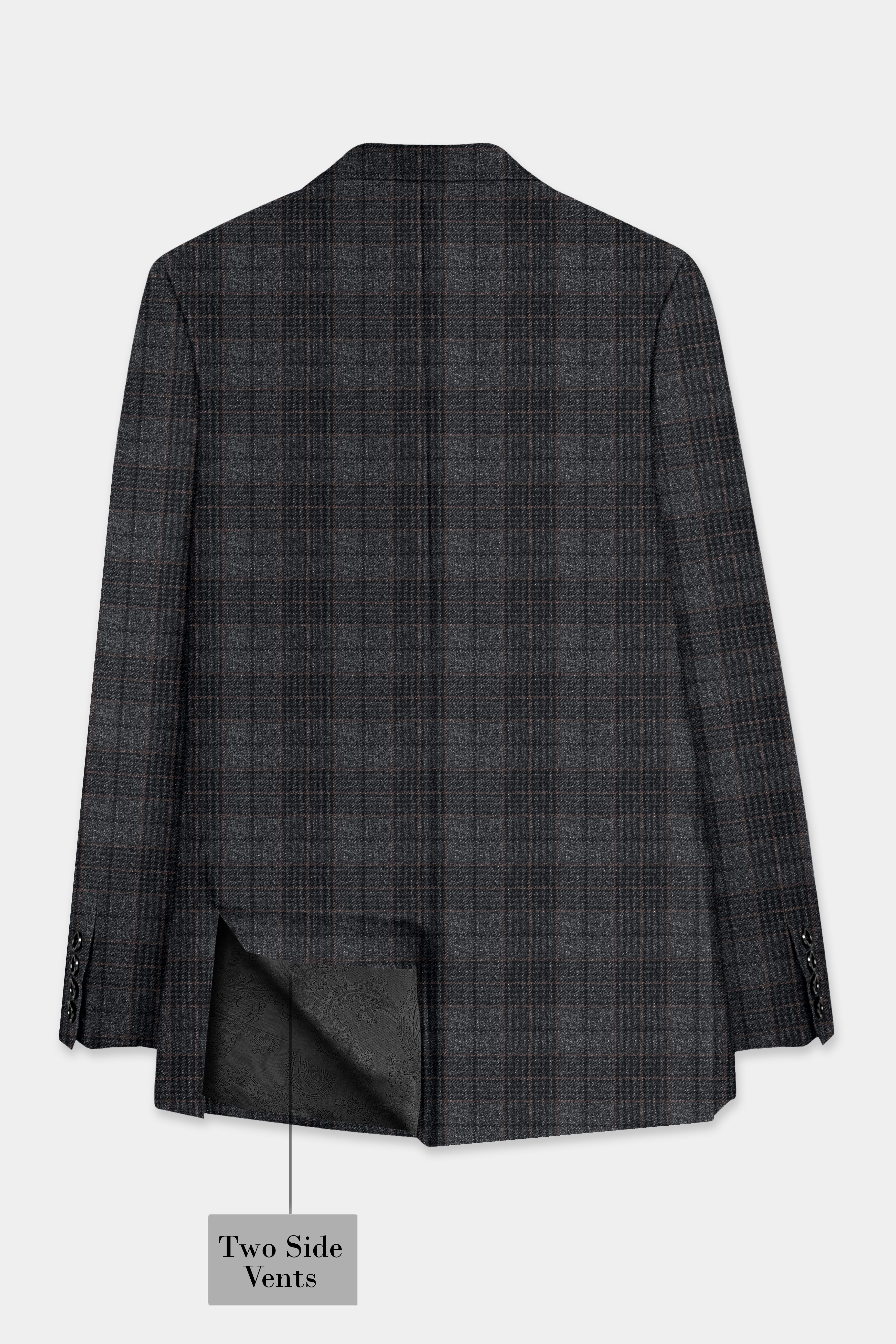 Charcoal Gray Plaid Tweed Blazer