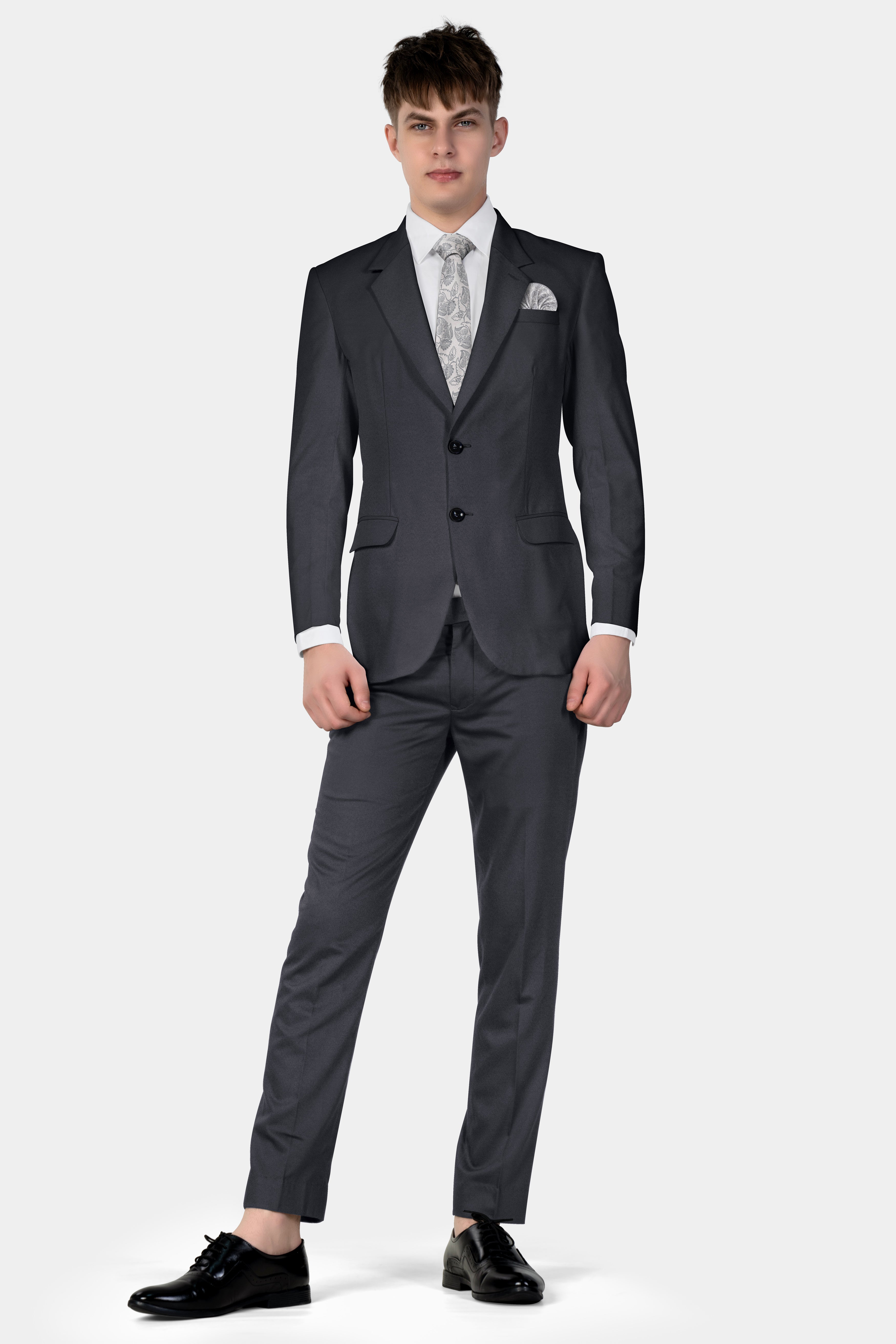 Piano Gray Wool Blend Single Breasted Blazer