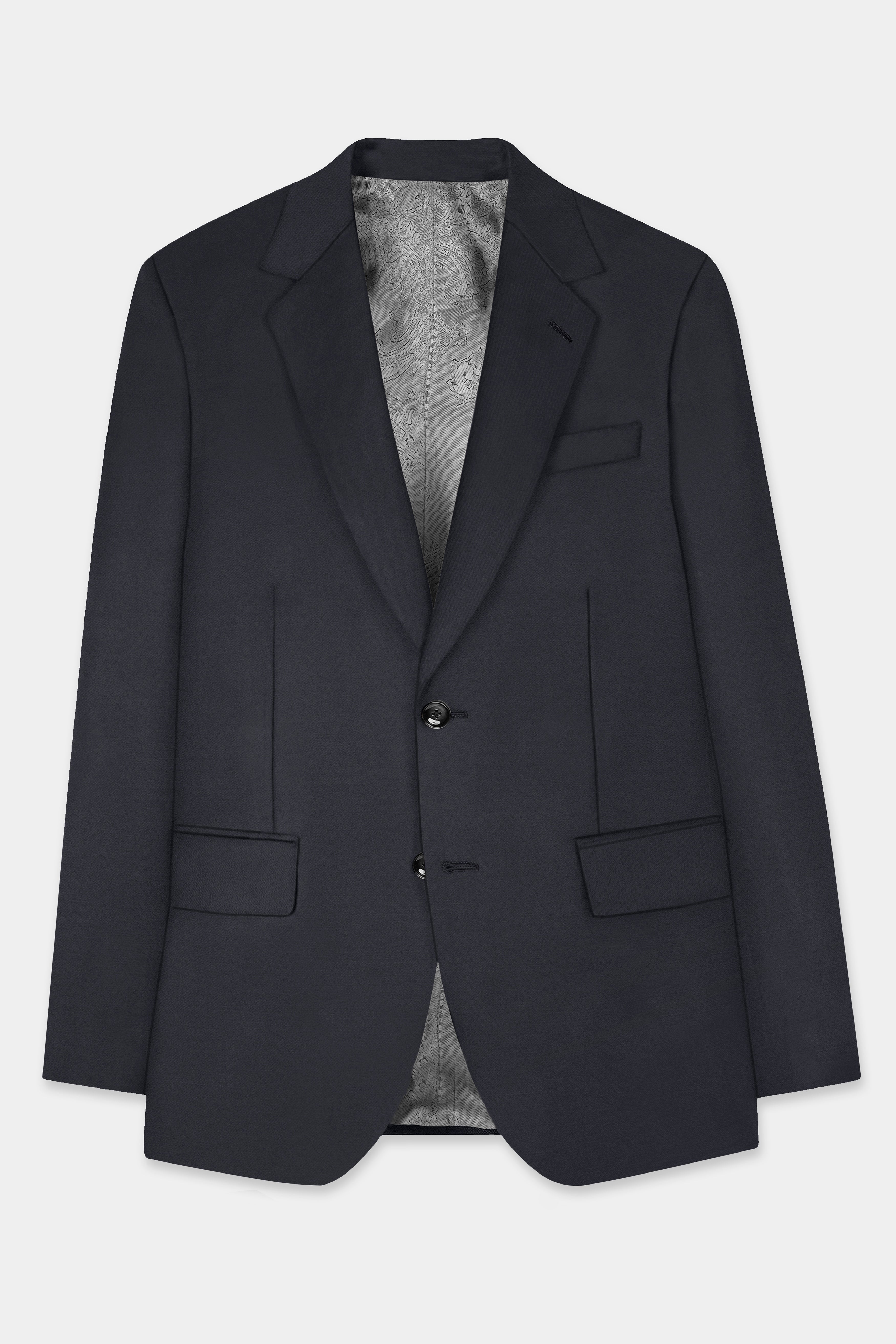 Piano Gray Wool Blend Single Breasted Blazer