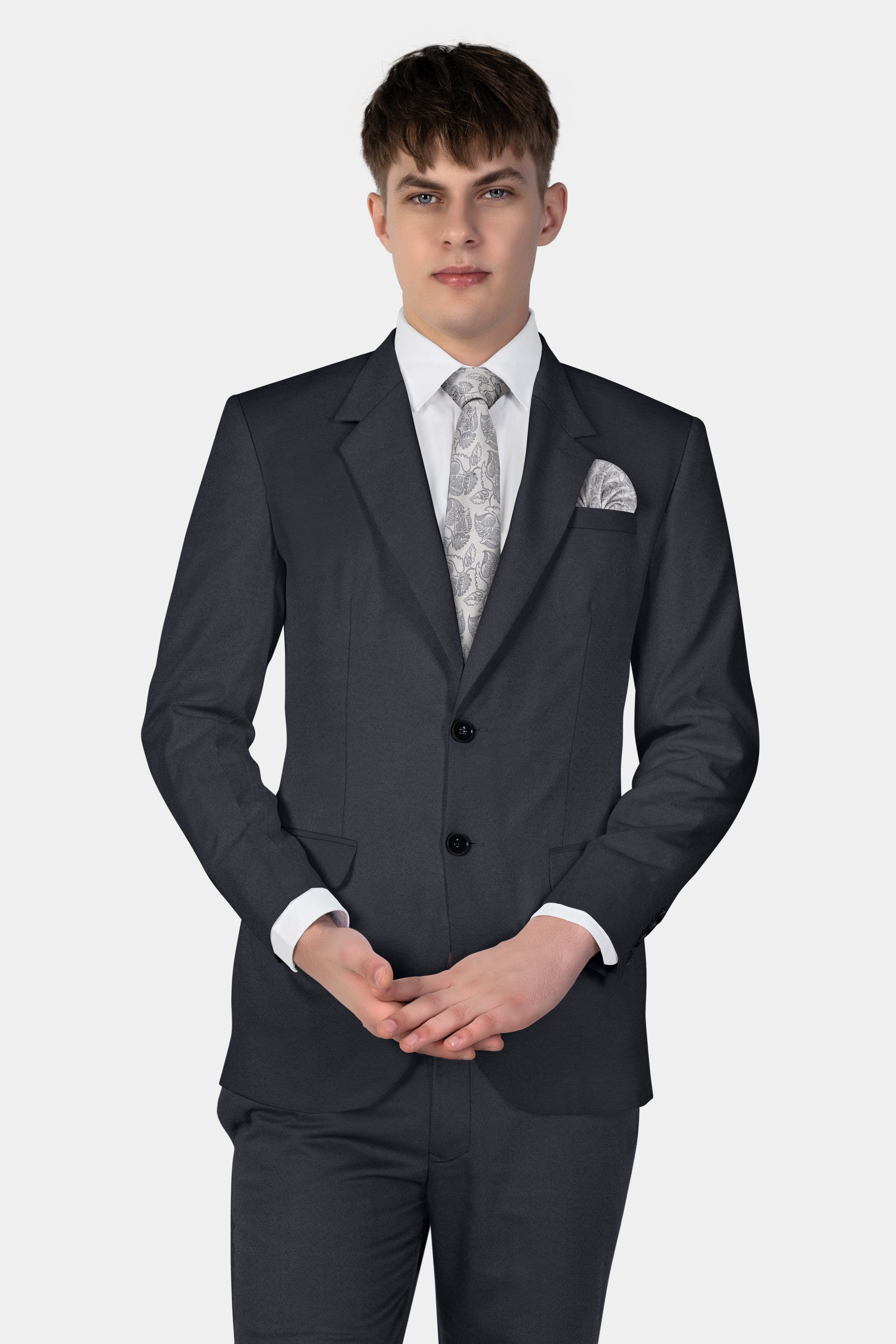 Piano Gray Wool Blend Single Breasted Blazer