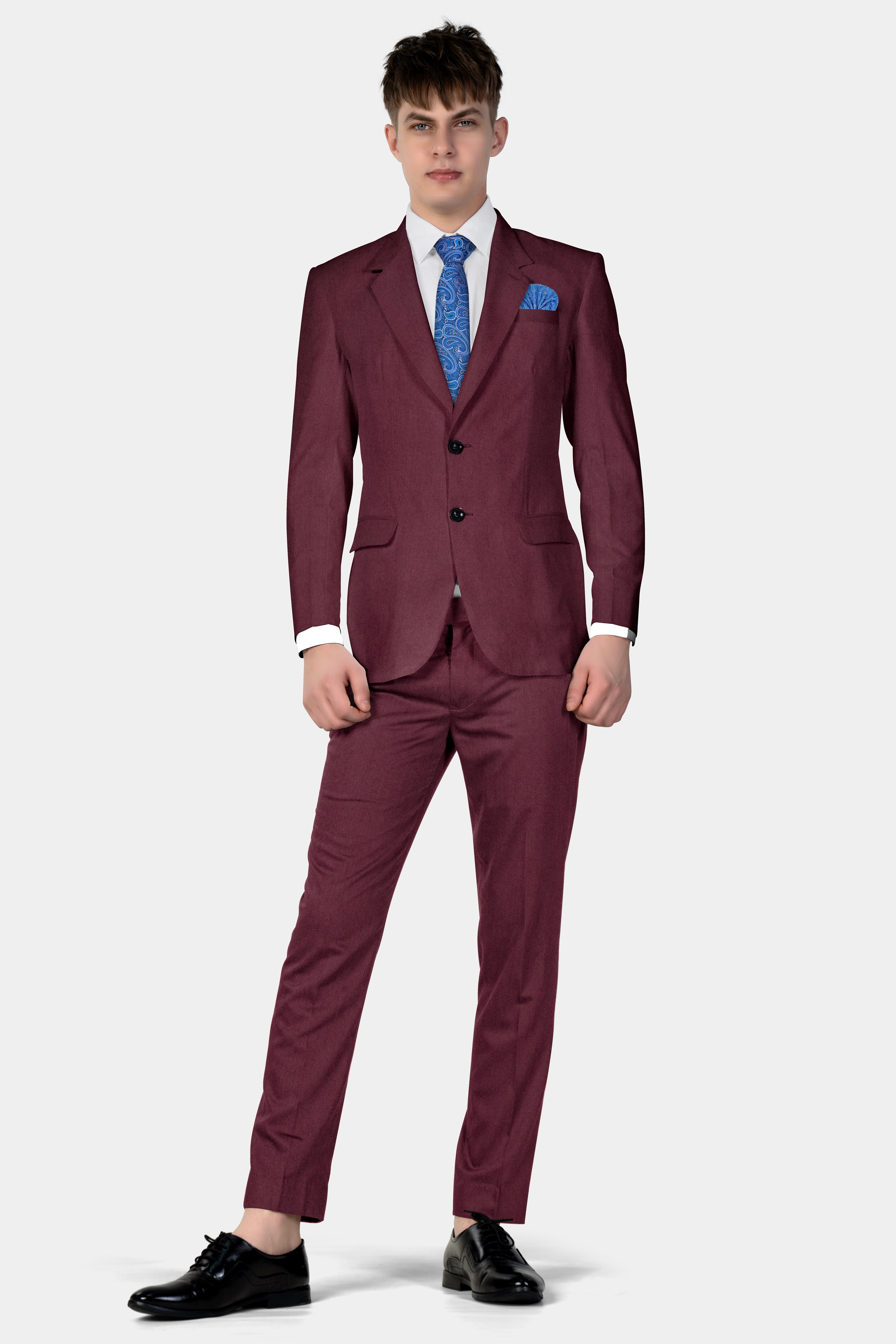 Tamarind Maroon Wool Blend Single Breasted Blazer