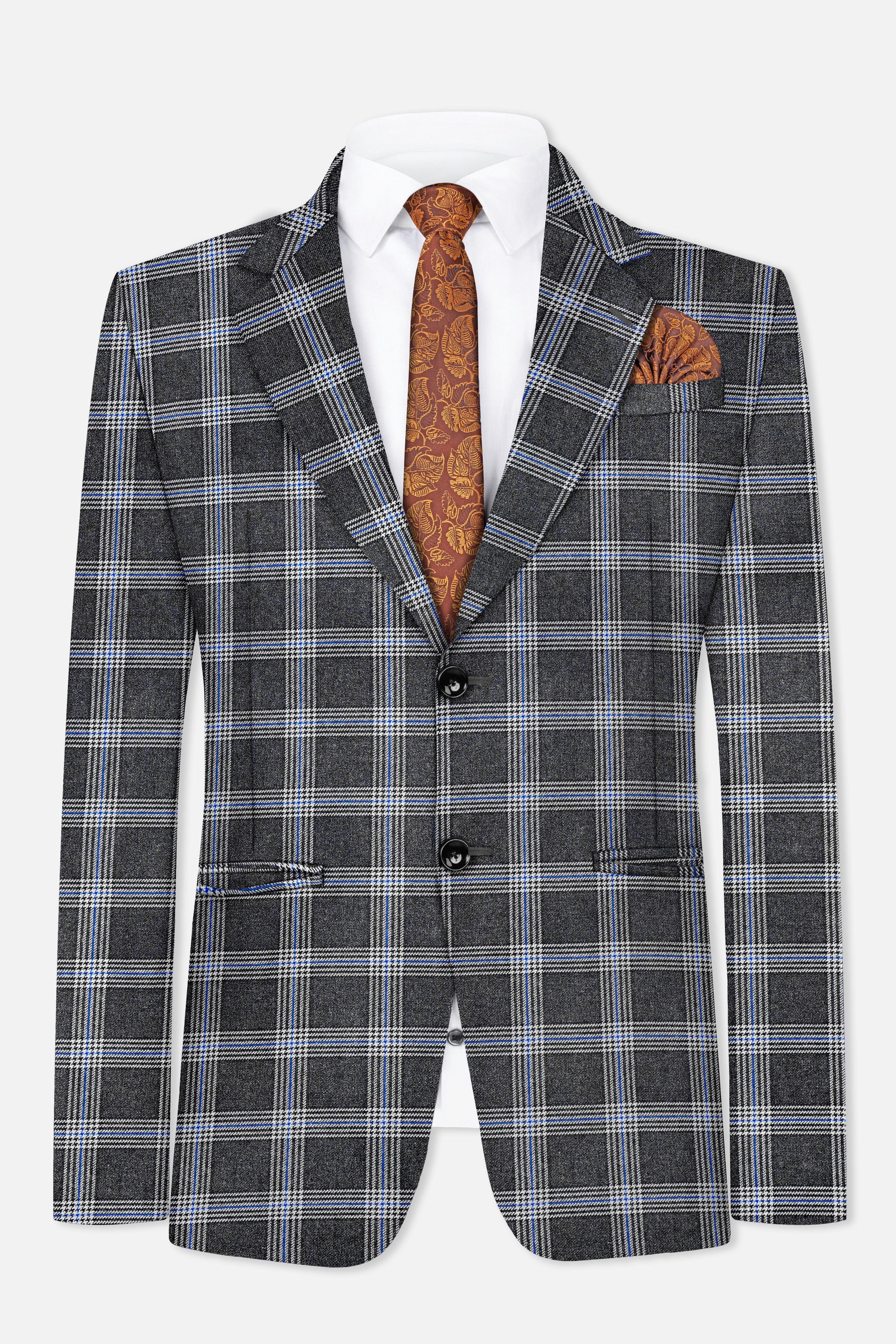 Iridium Gray Plaid Tweed Blazer