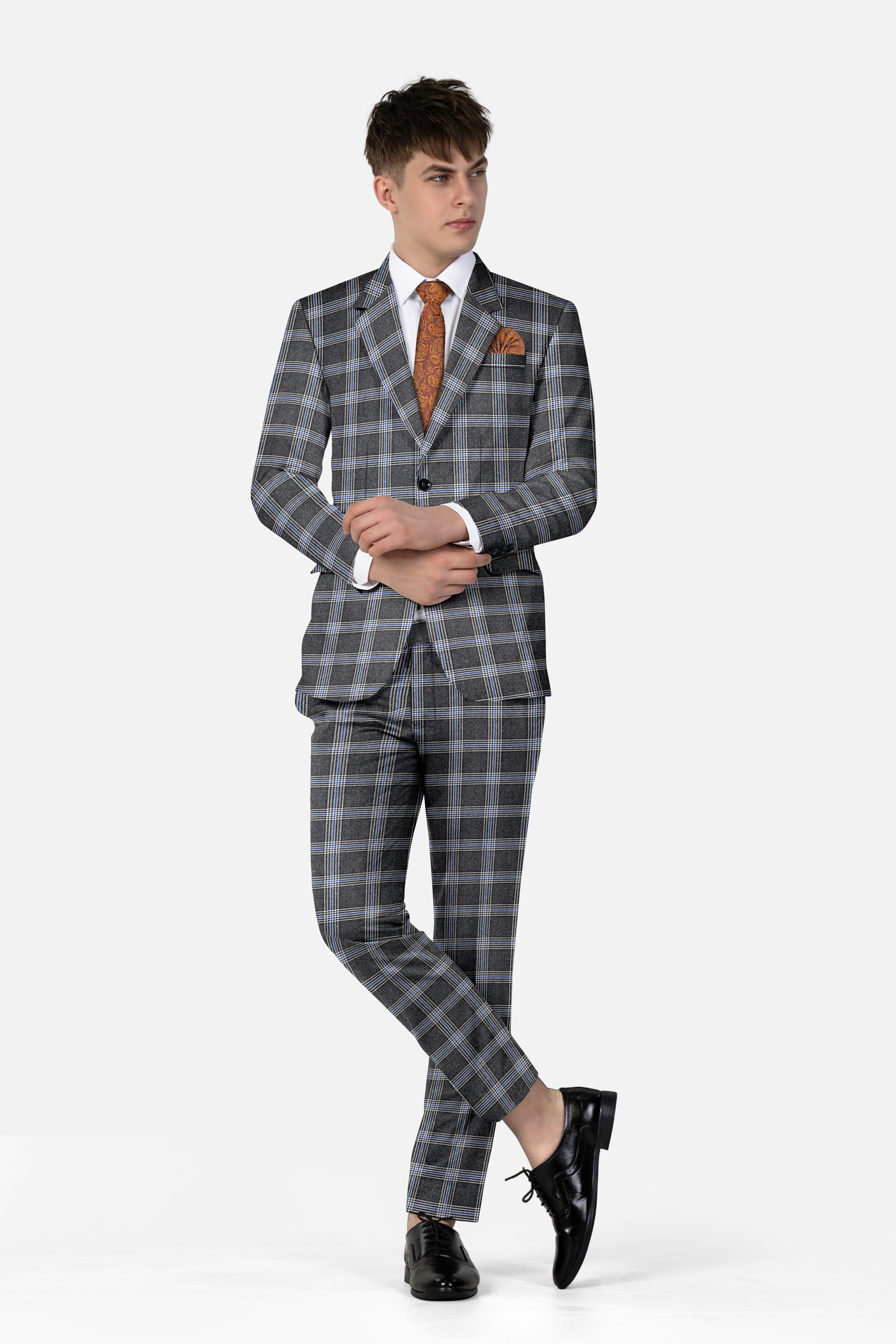 Iridium Gray Plaid Tweed Blazer