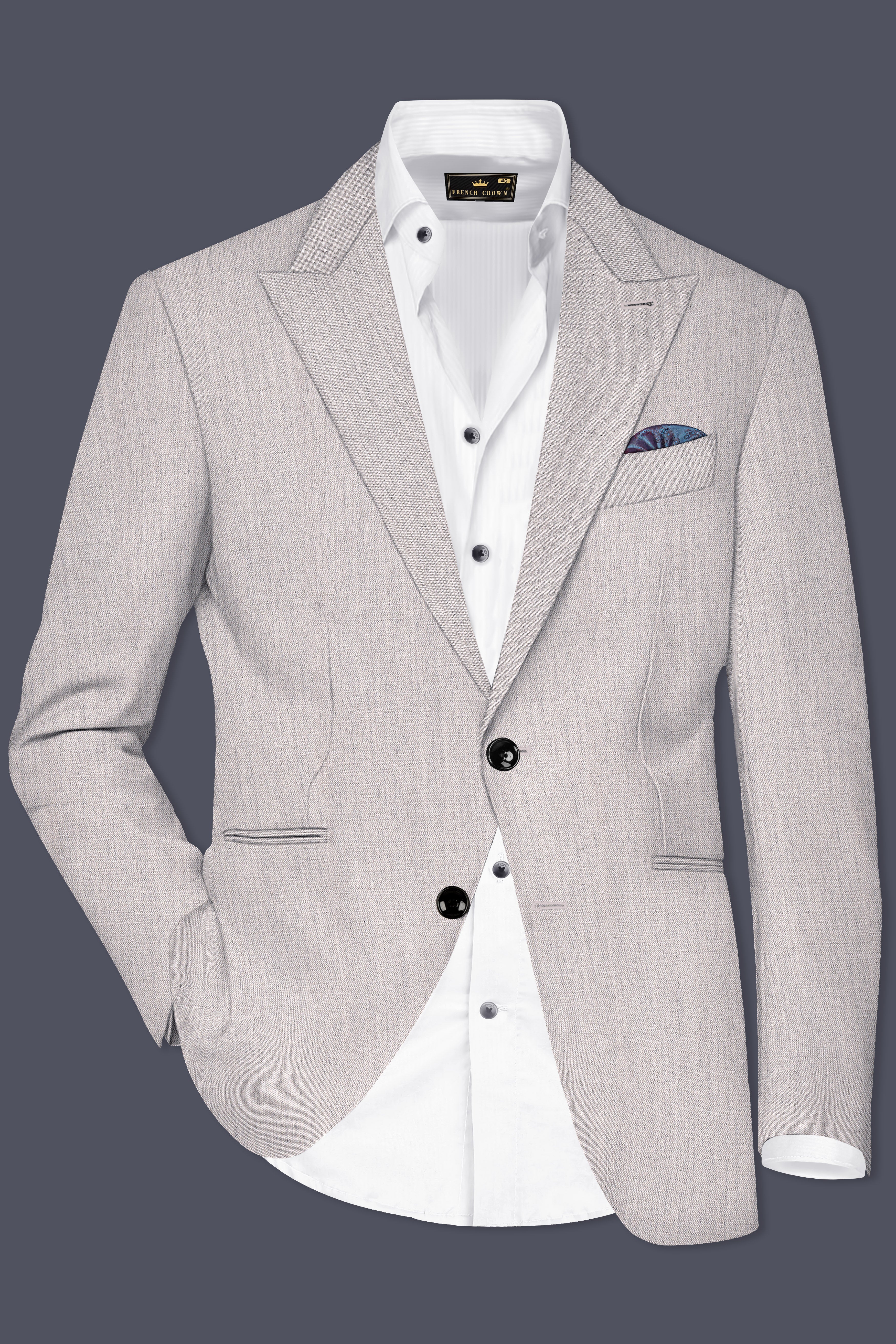 Spanish Gray Textured Wool Blend Blazer
