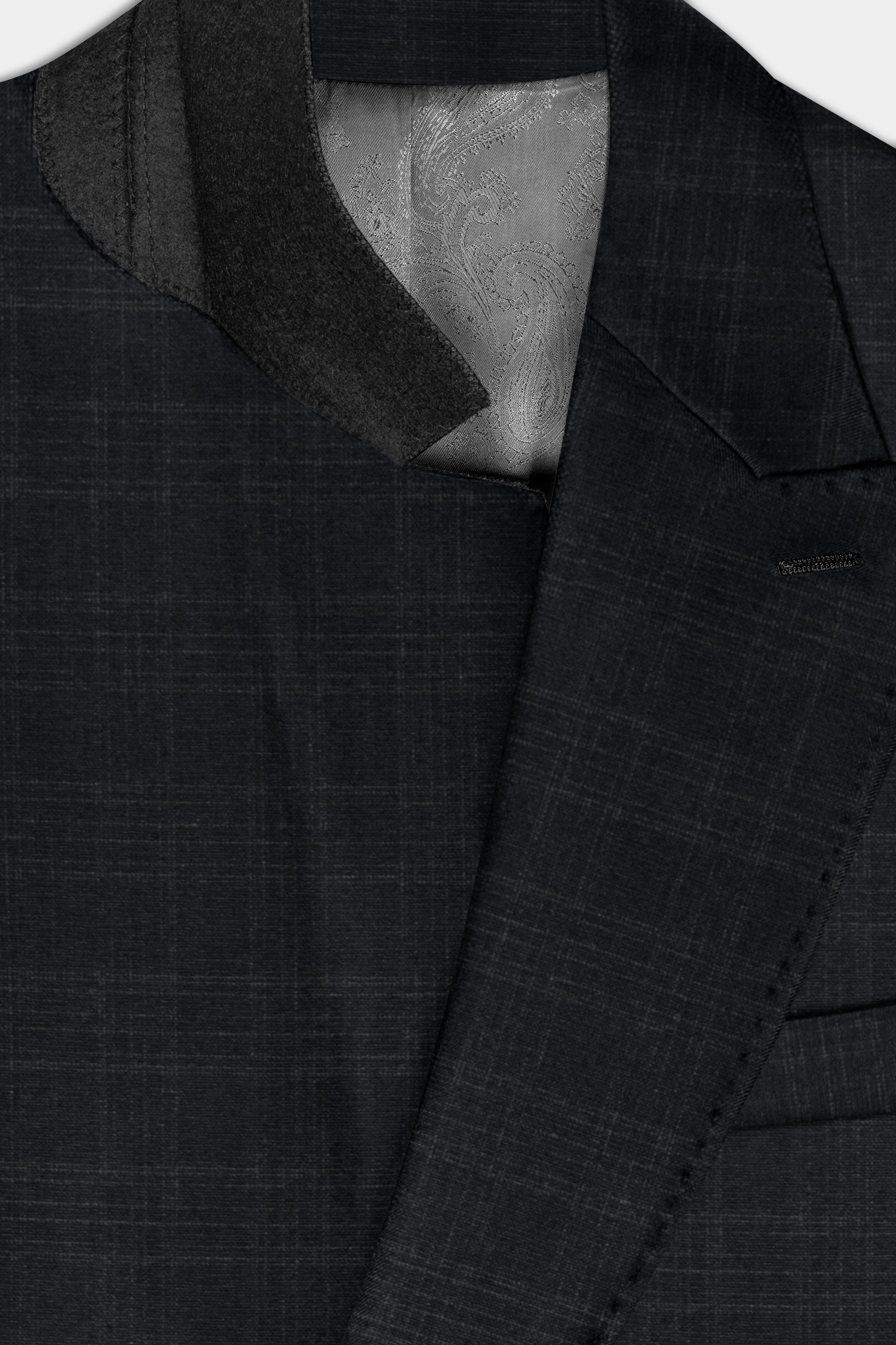 Zeus Grey Plaid Wool Blend Double Breasted Blazer