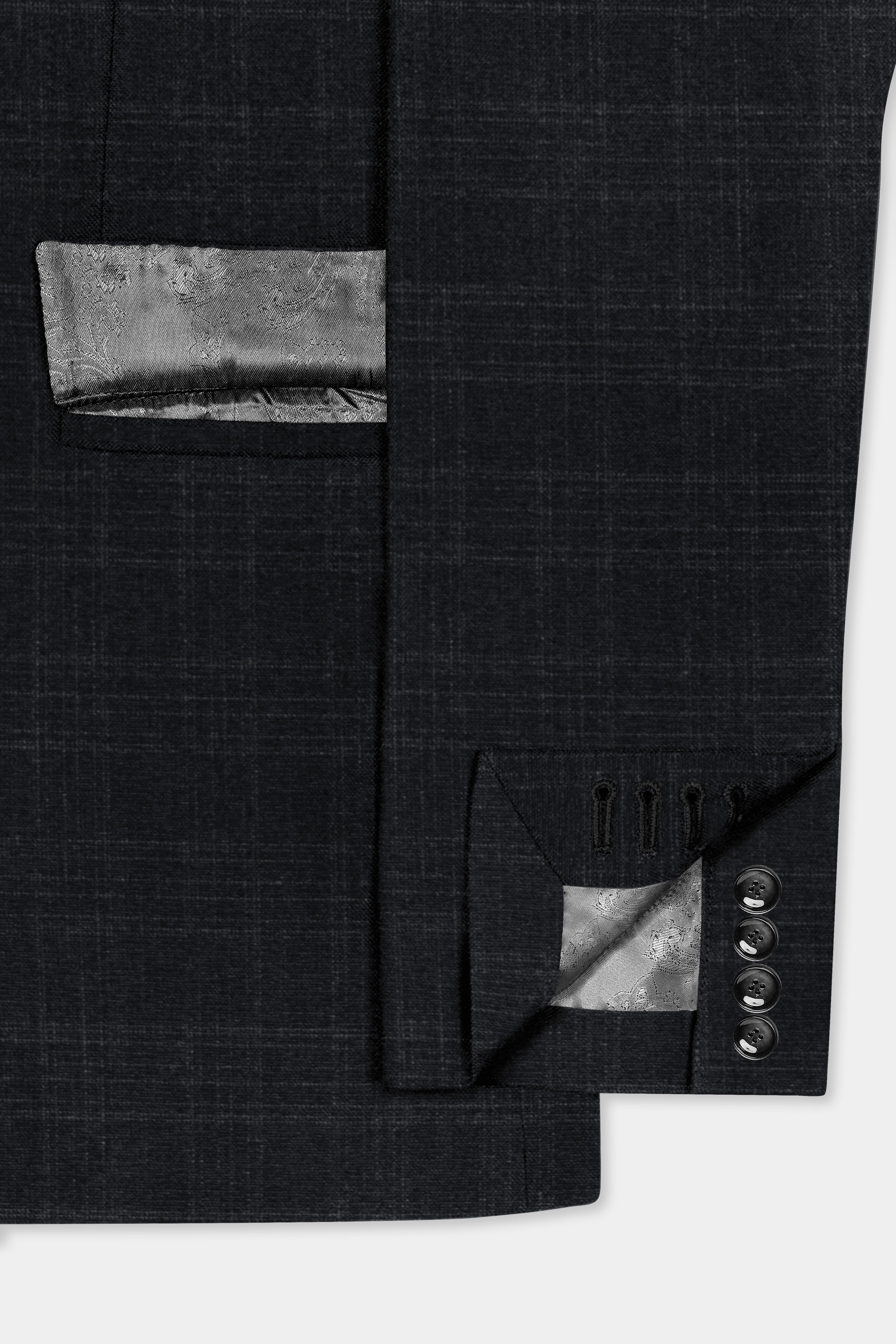 Zeus Grey Plaid Wool Blend Double Breasted Blazer