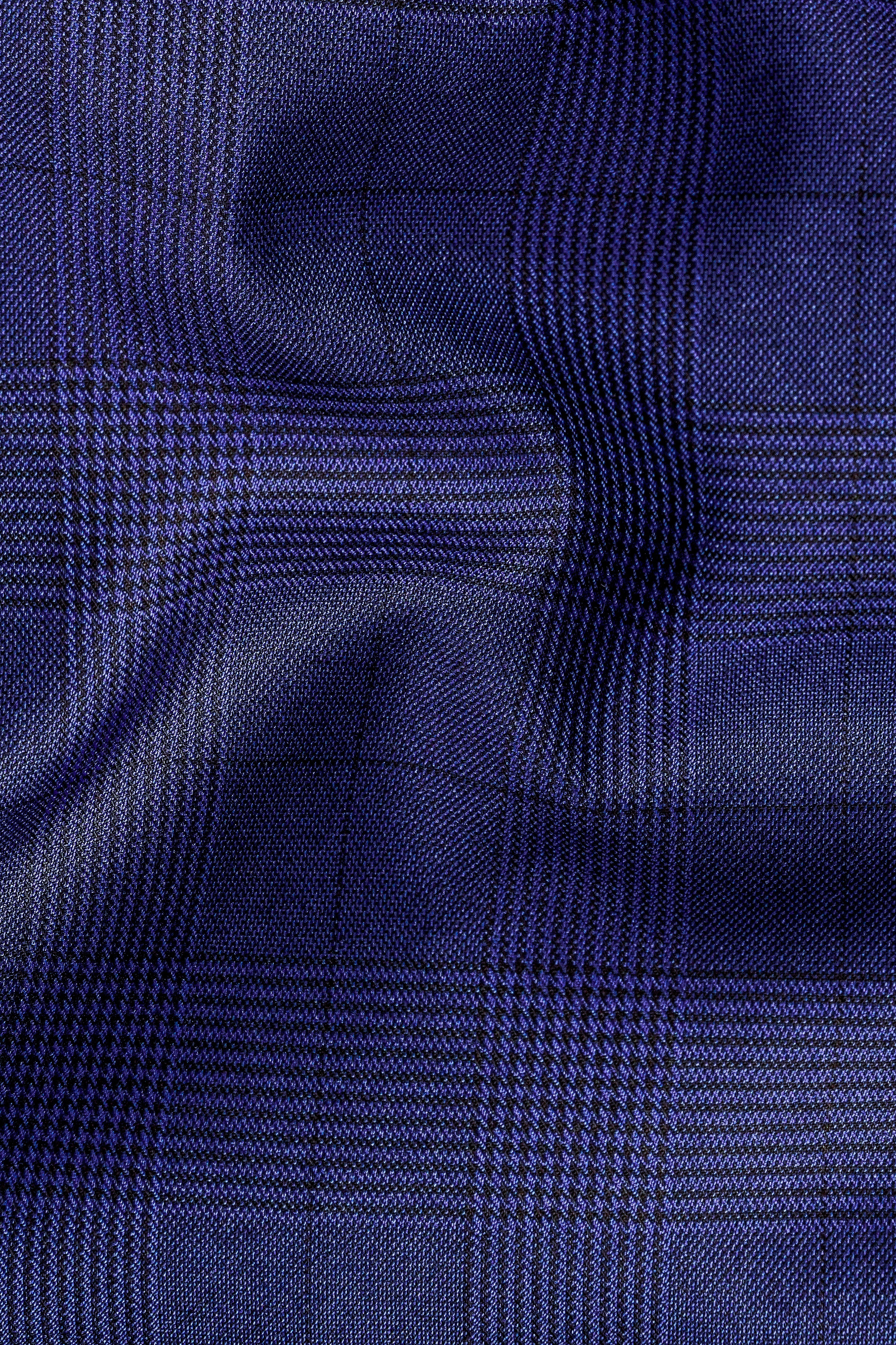 Martinique Blue Plaid Wool Blend Double Breasted Blazer