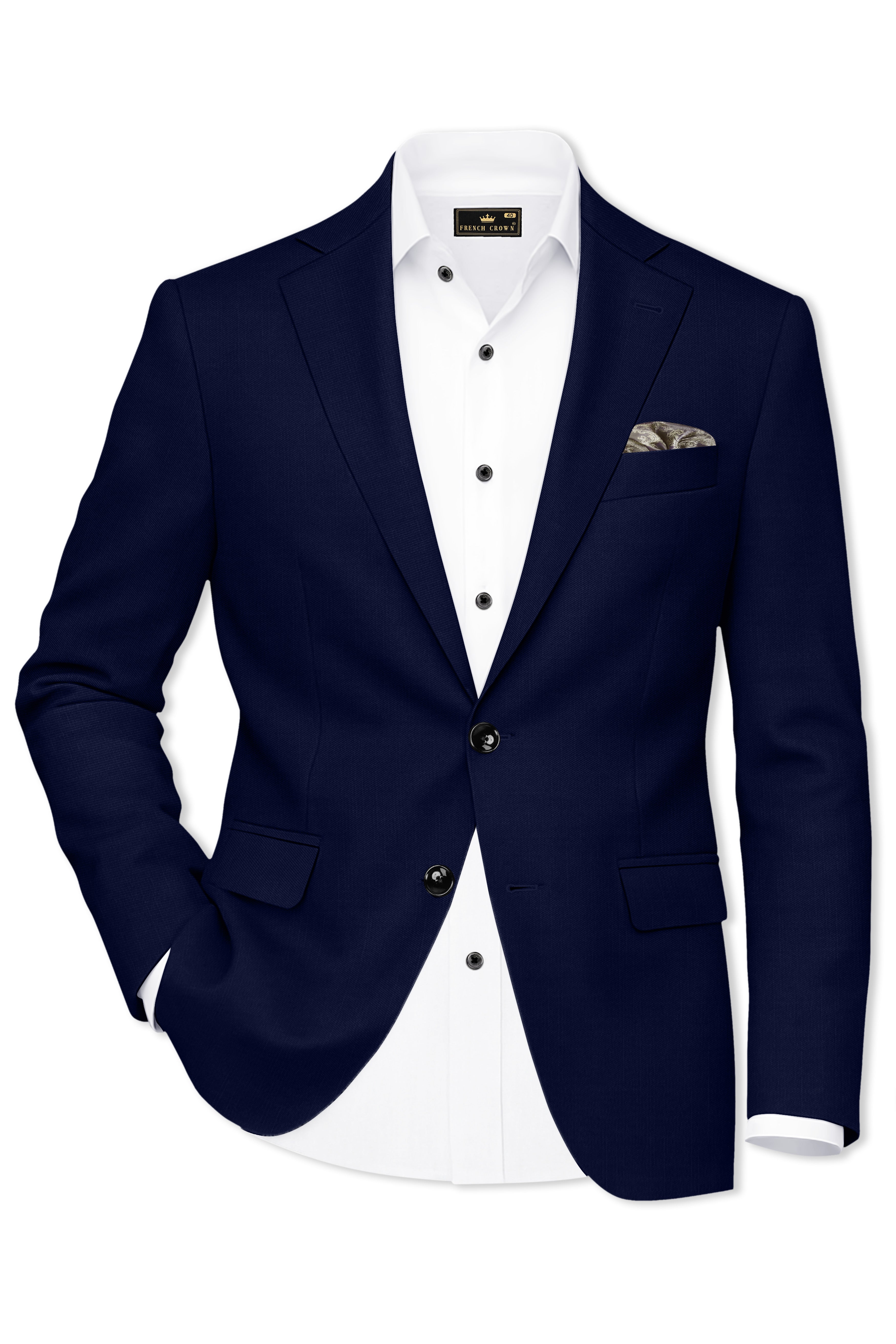 Berry Blue Solid Wool Rich Single Breasted Blazer