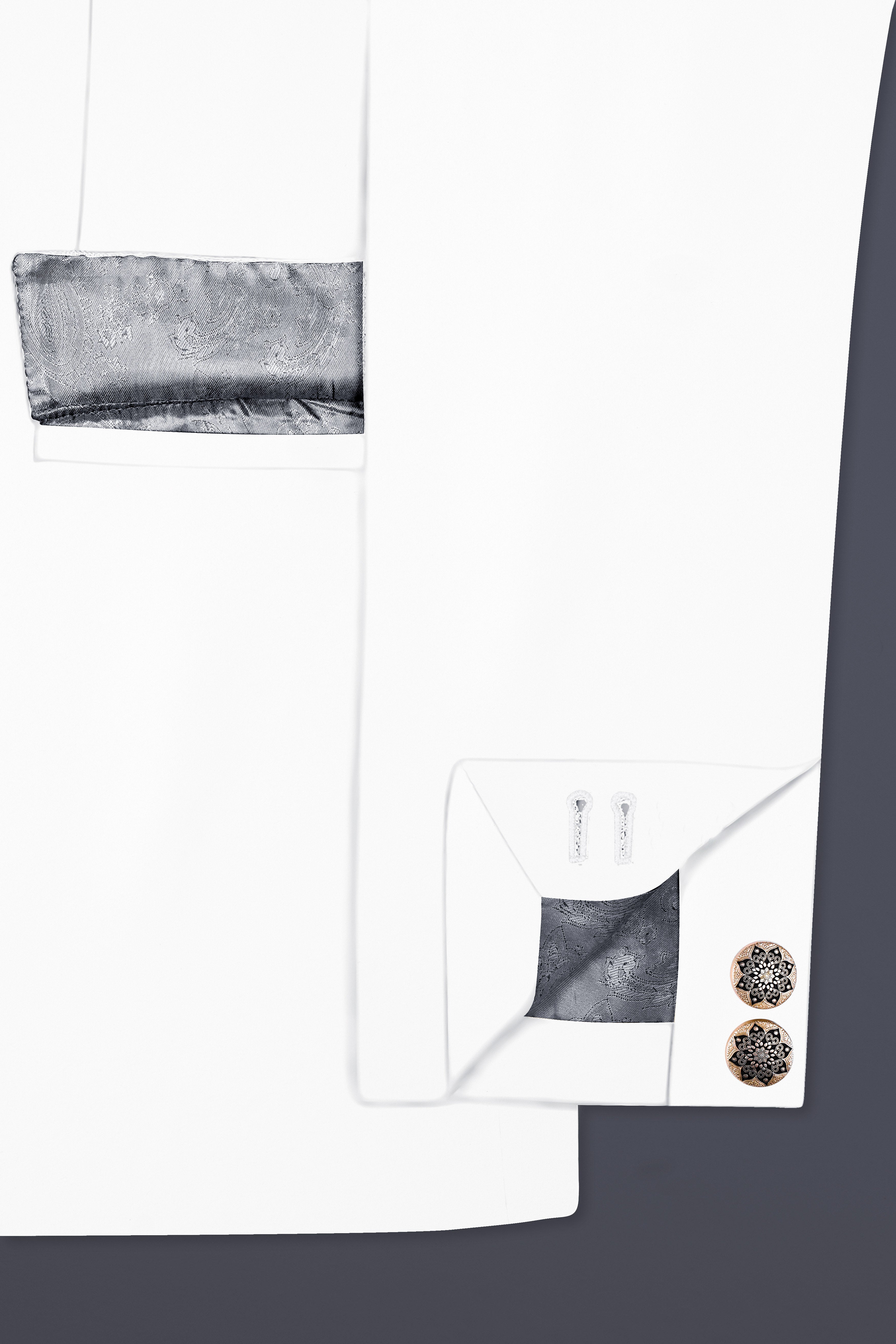 Off White Solid Wool Rich Bandhgala Slight Stretch Blazer