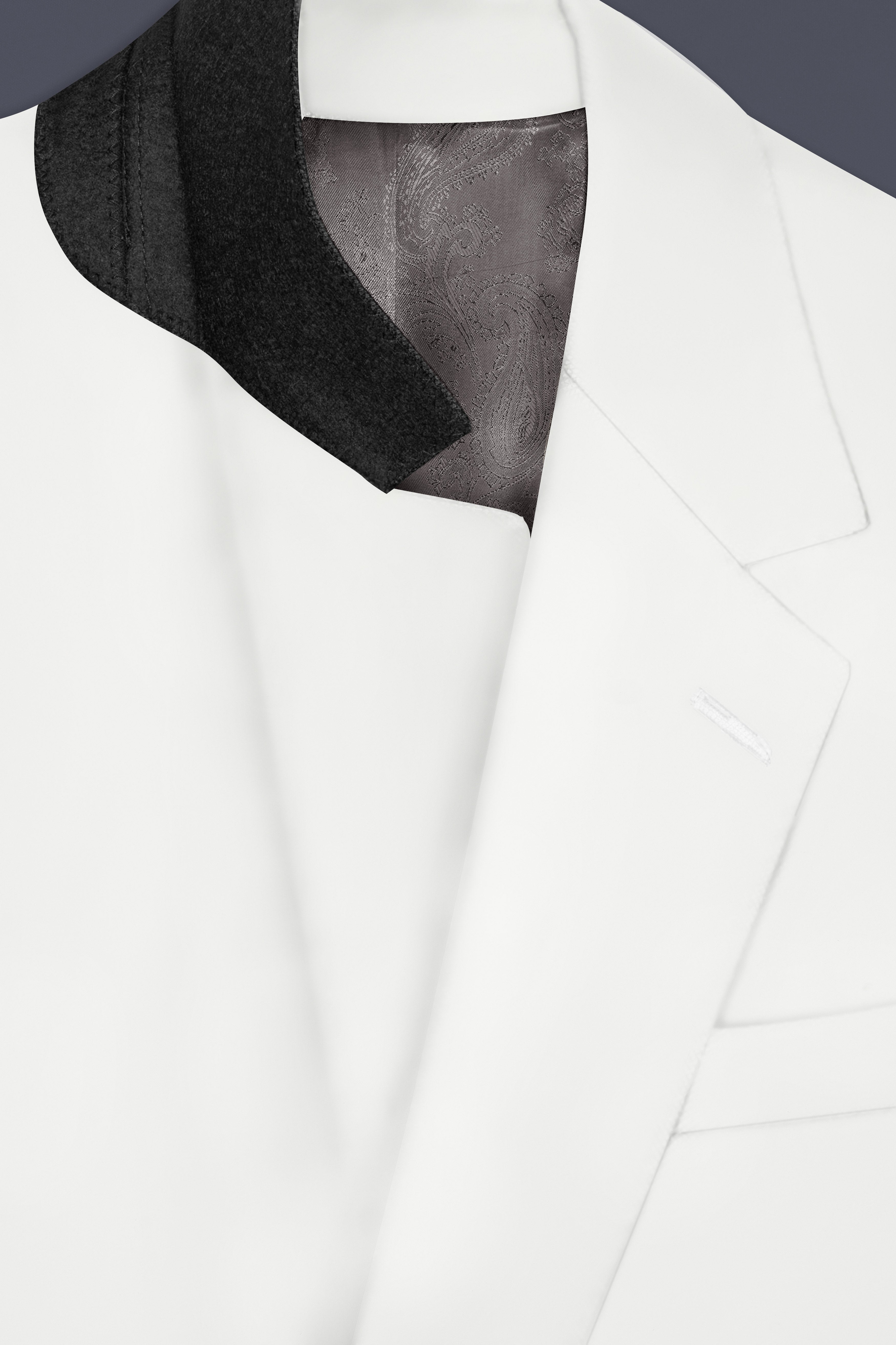 Off White Solid Wool Rich Single Breasted Slight Stretch Blazer