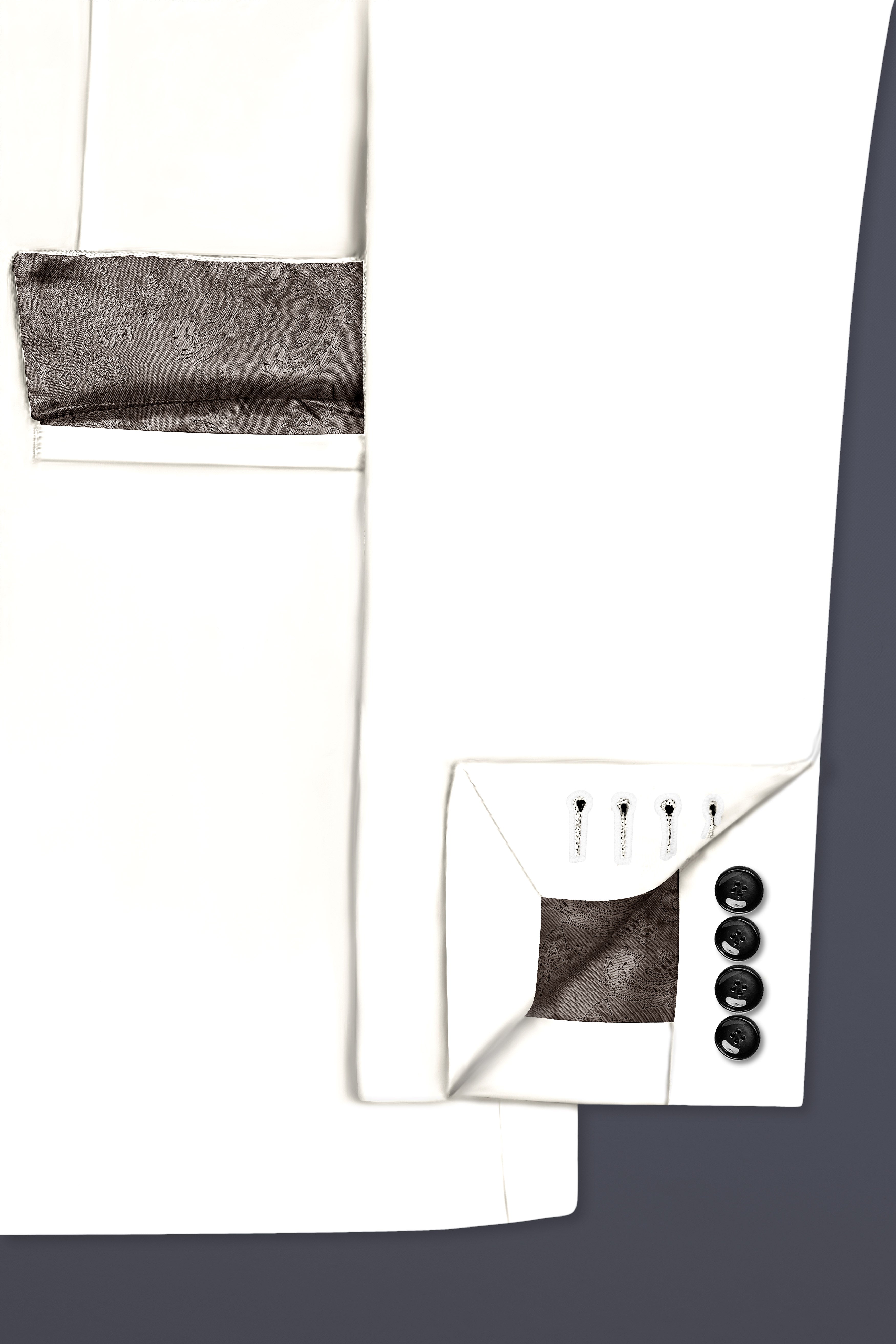 Off White Solid Wool Rich Single Breasted Slight Stretch Blazer