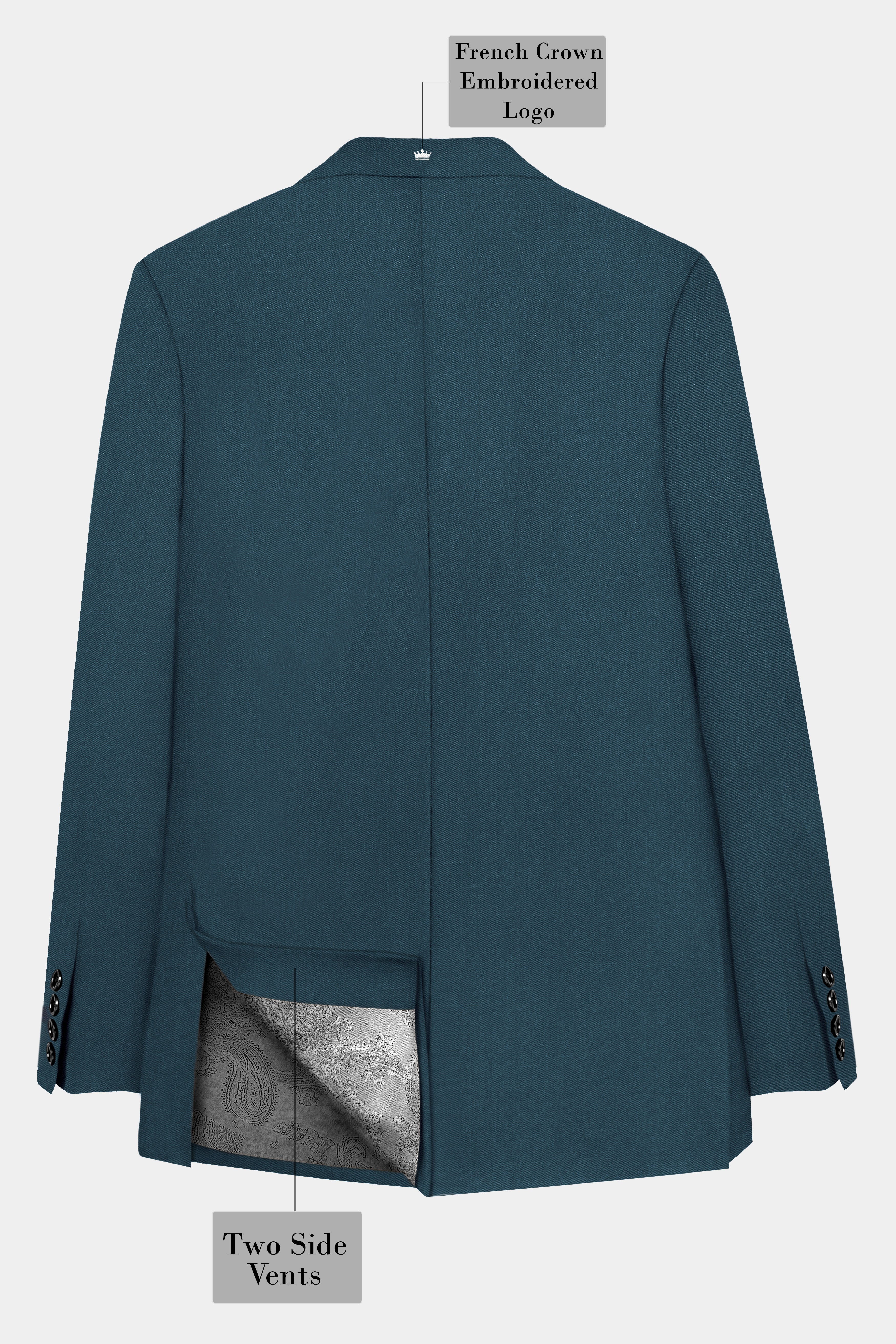 Prestige-Dianne Green Solid Wool Rich Peak Lapel Tuxedo Slight Stretch Blazer